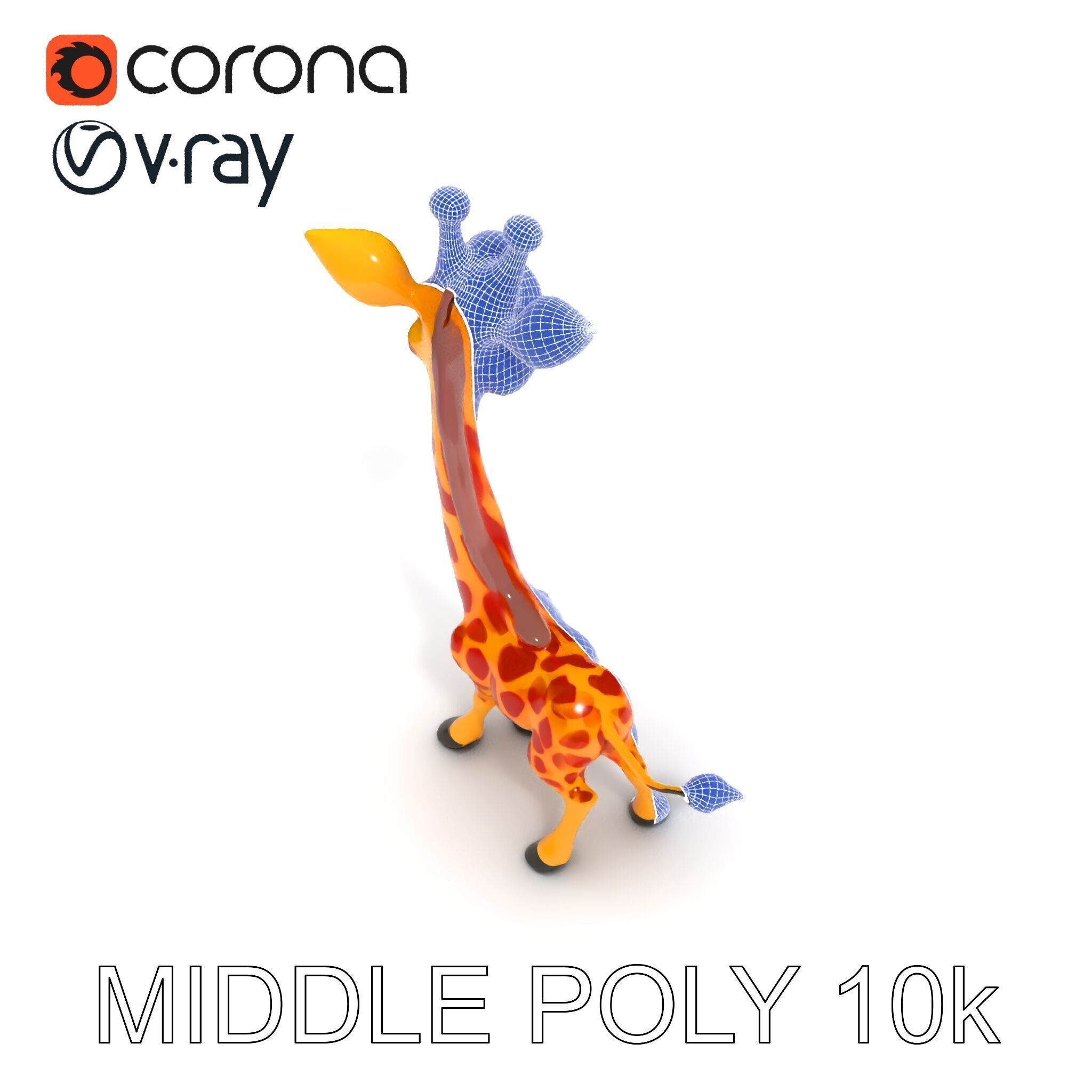 Cartoon Giraffe Model Pack for Animations and Games Low-poly 3D model_14