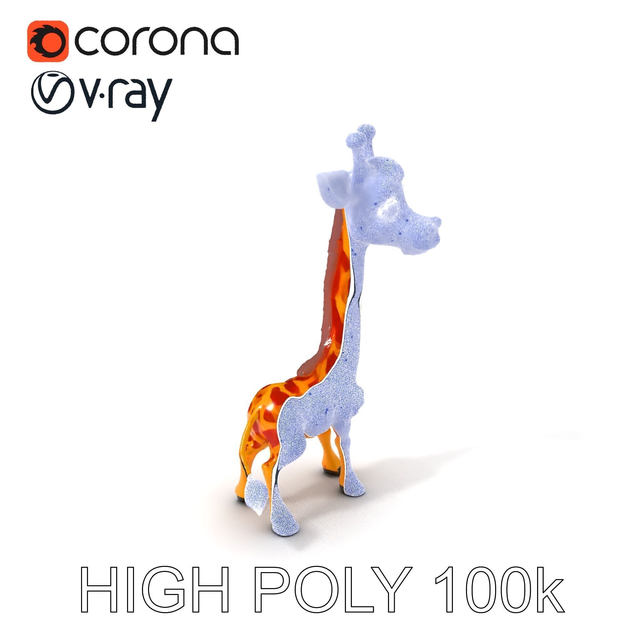 Cartoon Giraffe Model Pack for Animations and Games Low-poly 3D model_3
