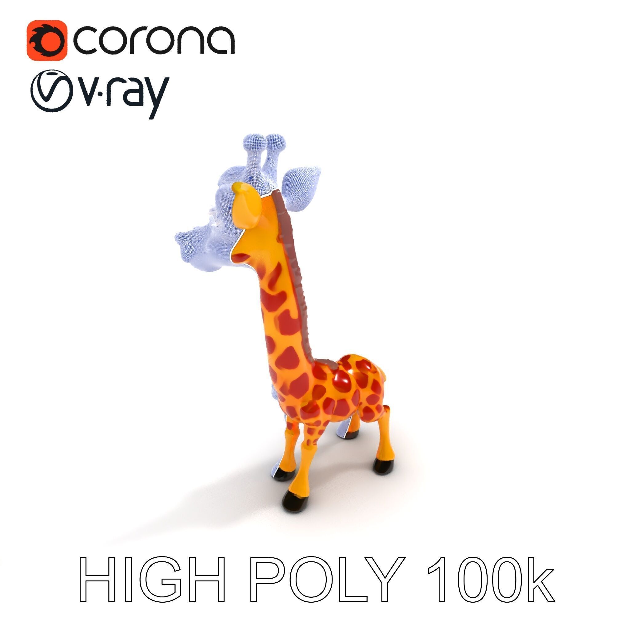 Cartoon Giraffe Model Pack for Animations and Games Low-poly 3D model_11