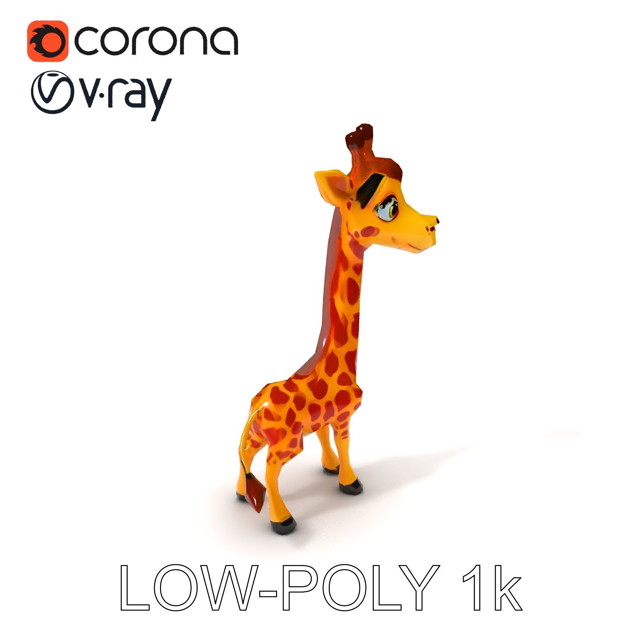 Cartoon Giraffe Model Pack for Animations and Games Low-poly 3D model_33