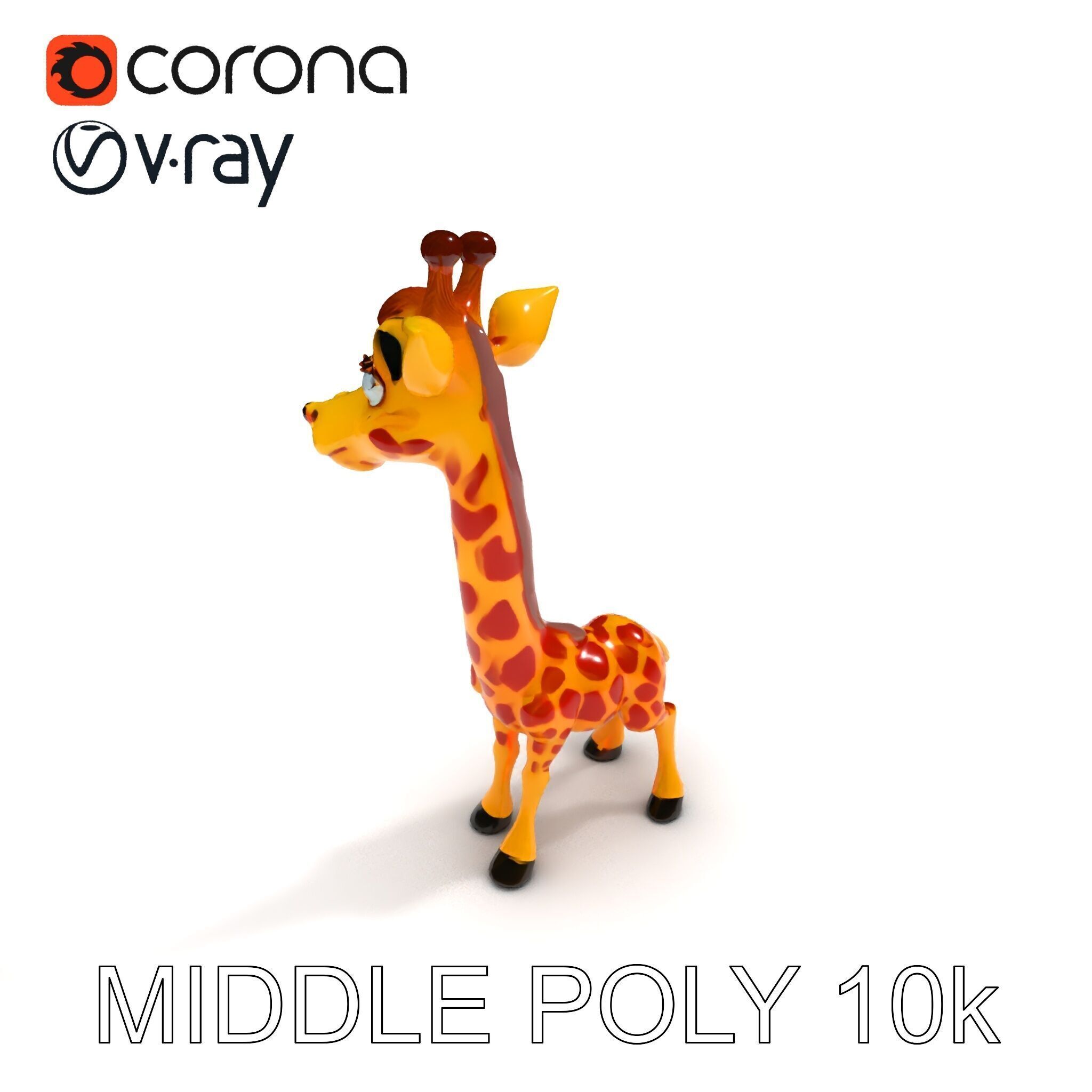 Cartoon Giraffe Model Pack for Animations and Games Low-poly 3D model_26
