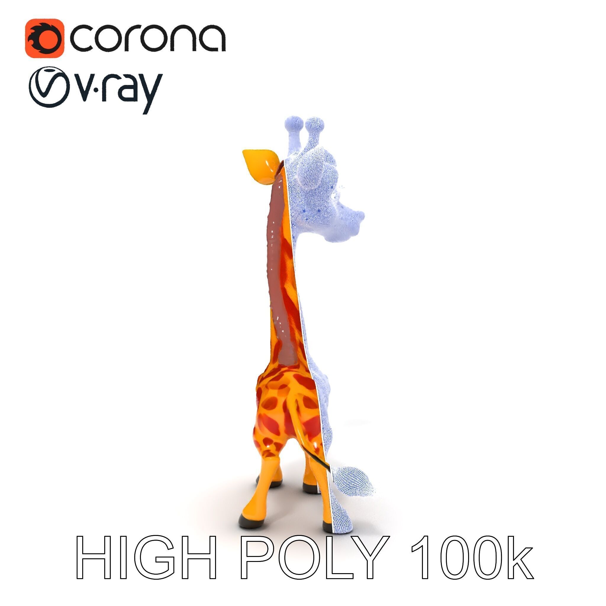 Cartoon Giraffe Model Pack for Animations and Games Low-poly 3D model_16
