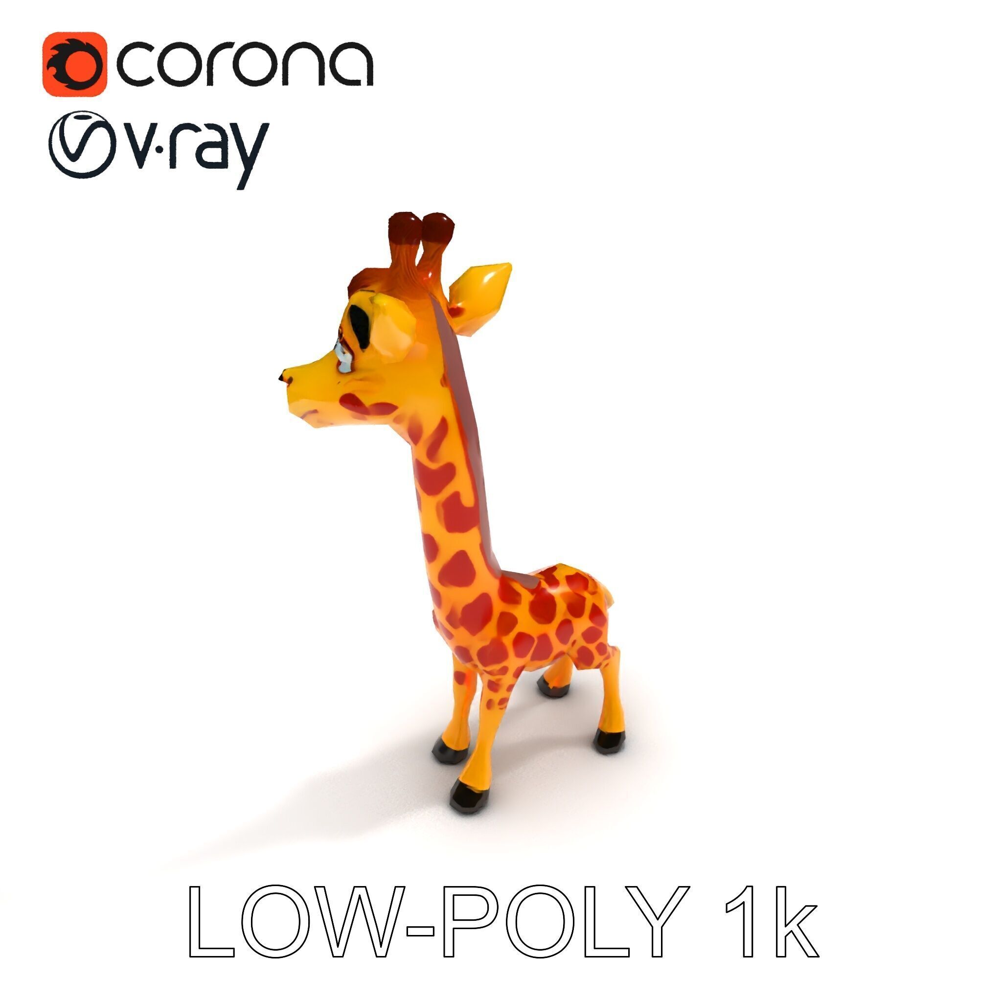 Cartoon Giraffe Model Pack for Animations and Games Low-poly 3D model_27