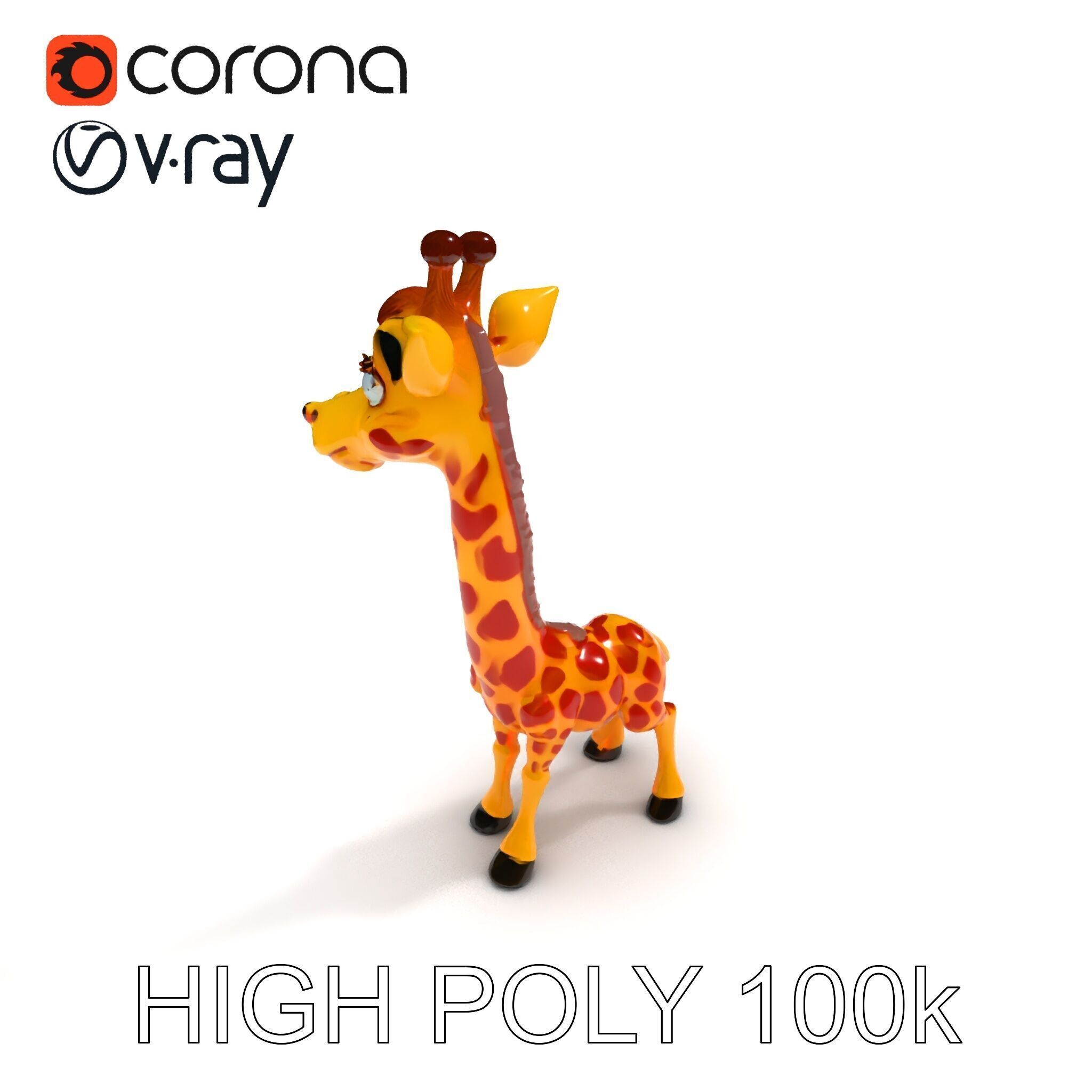Cartoon Giraffe Model Pack for Animations and Games Low-poly 3D model_8