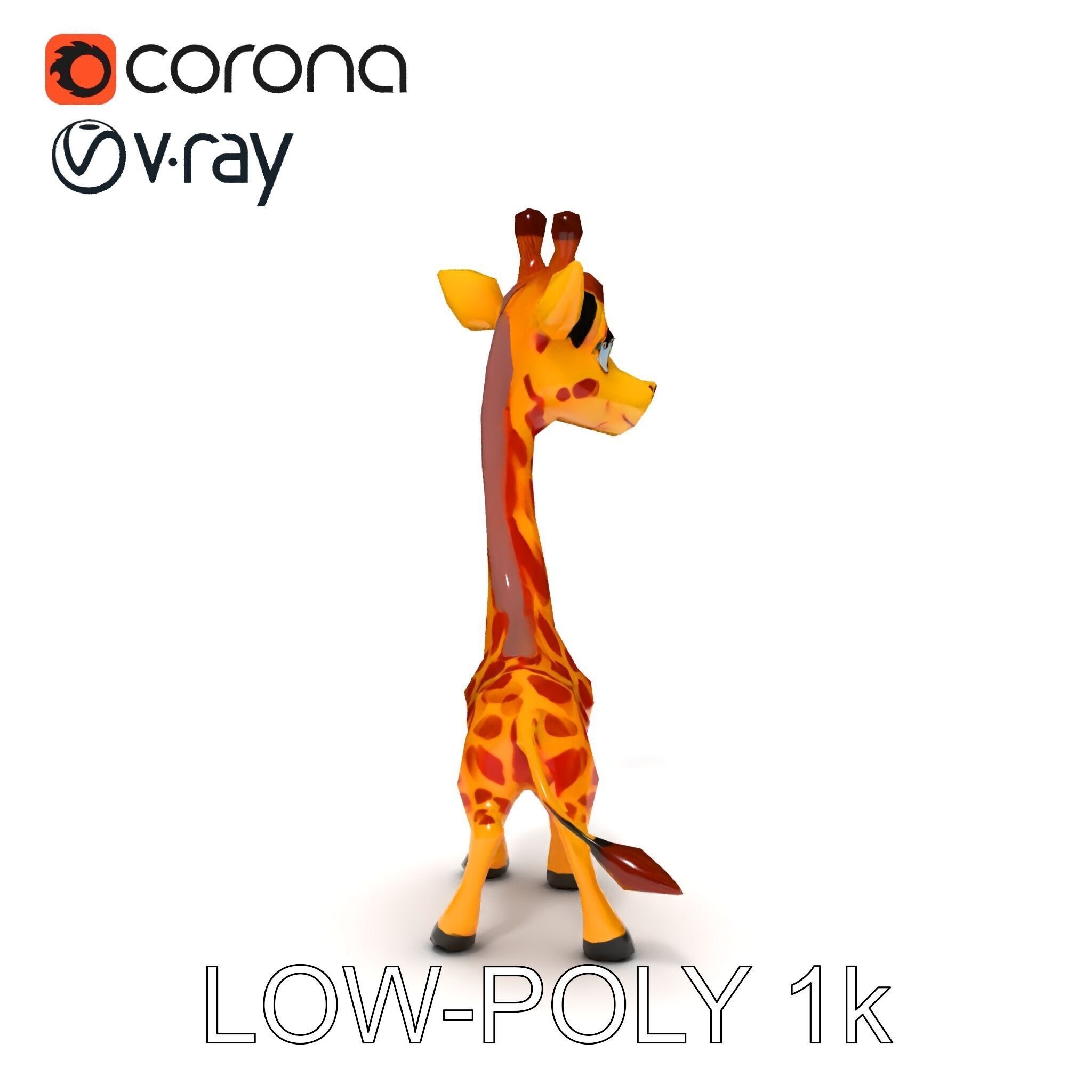 Cartoon Giraffe Model Pack for Animations and Games Low-poly 3D model_18