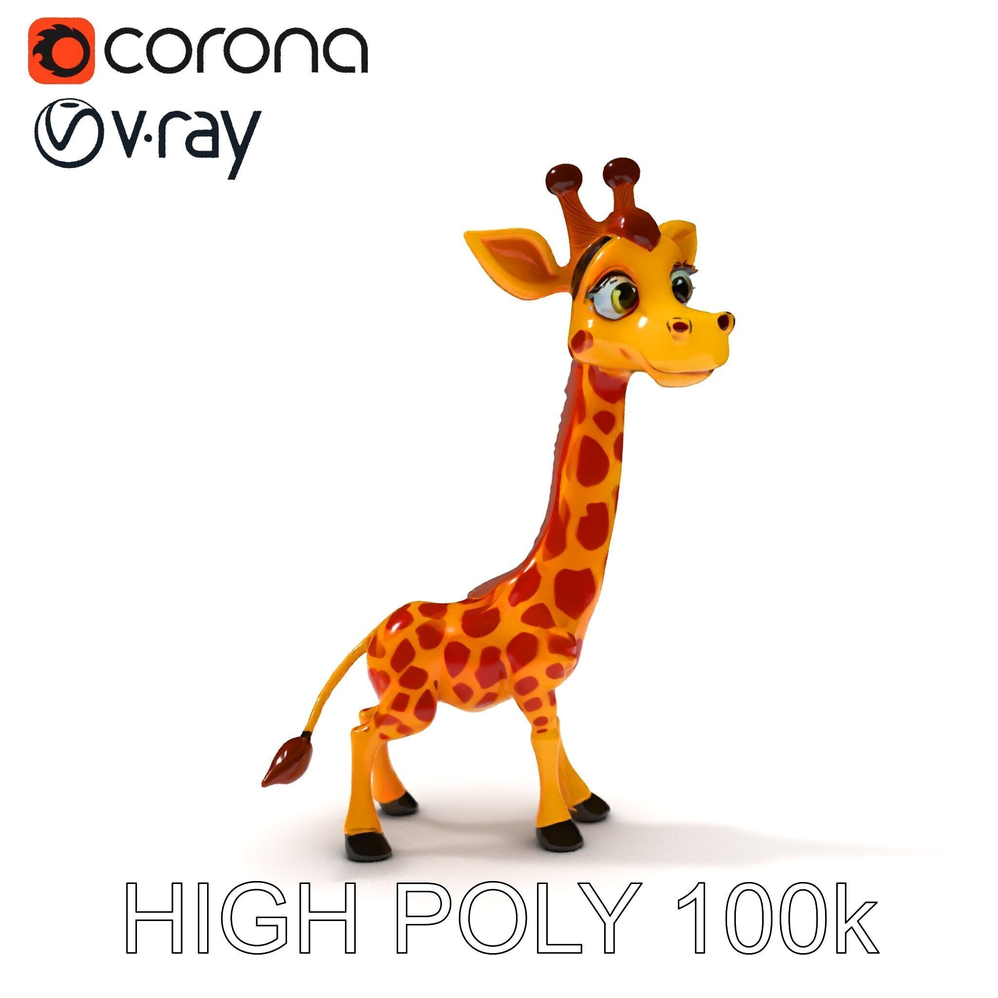 Cartoon Giraffe Model Pack for Animations and Games Low-poly 3D model_31