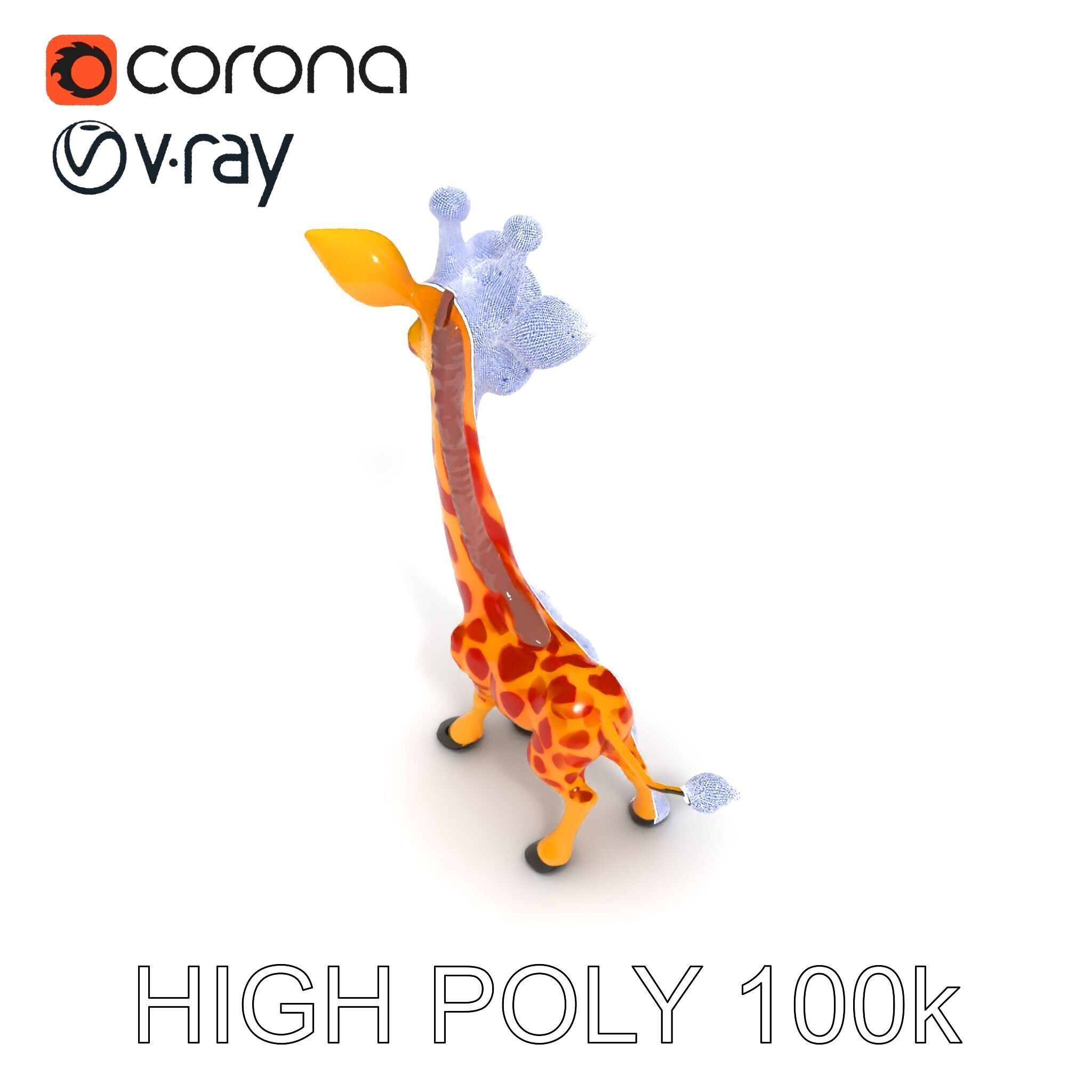 Cartoon Giraffe Model Pack for Animations and Games Low-poly 3D model_34