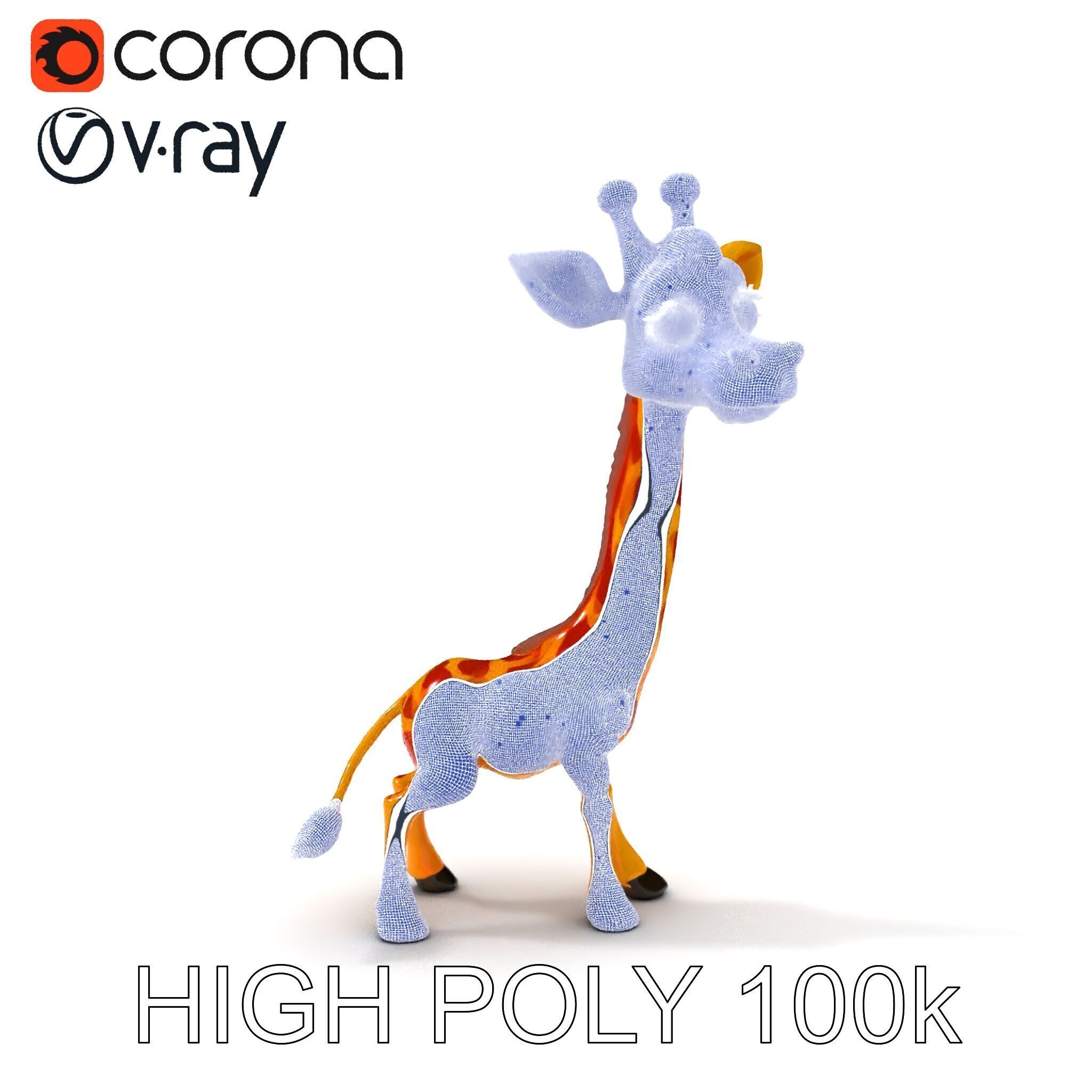 Cartoon Giraffe Model Pack for Animations and Games Low-poly 3D model_35
