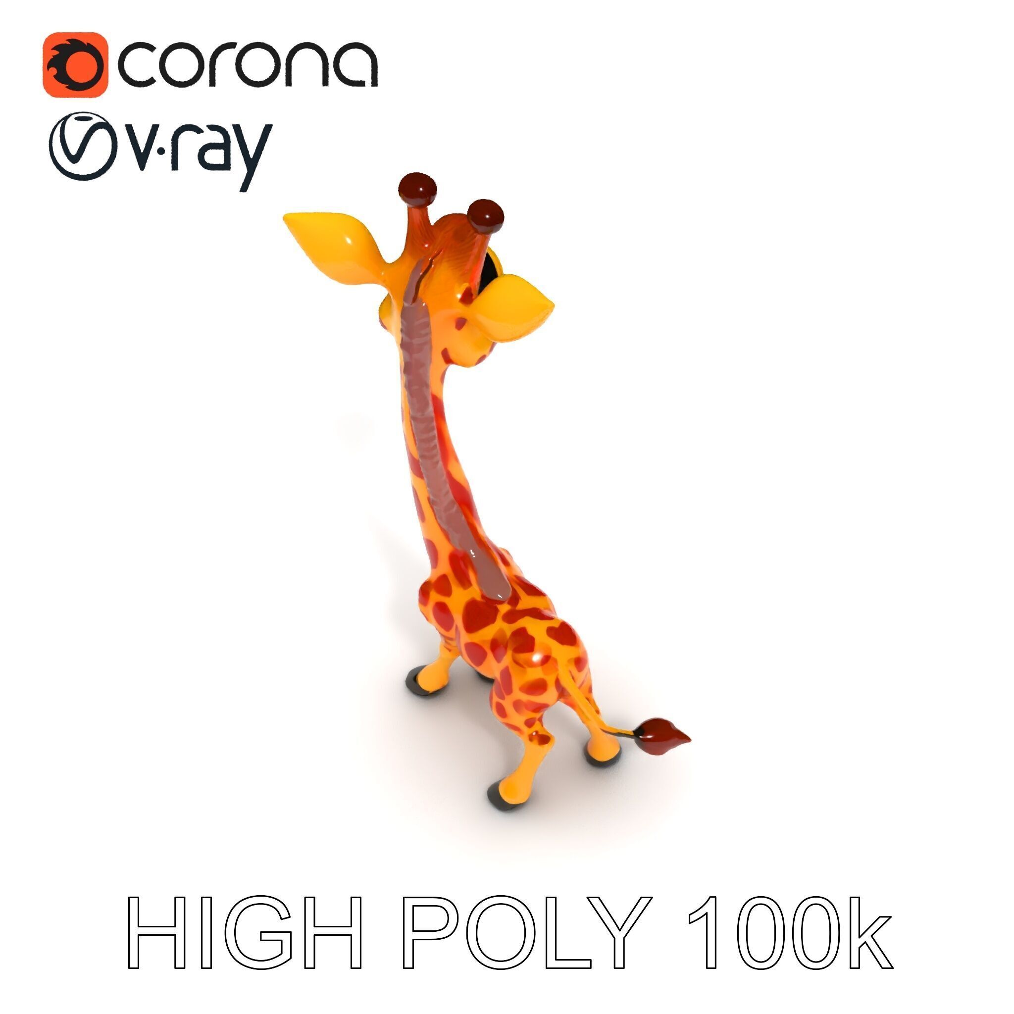 Cartoon Giraffe Model Pack for Animations and Games Low-poly 3D model_28