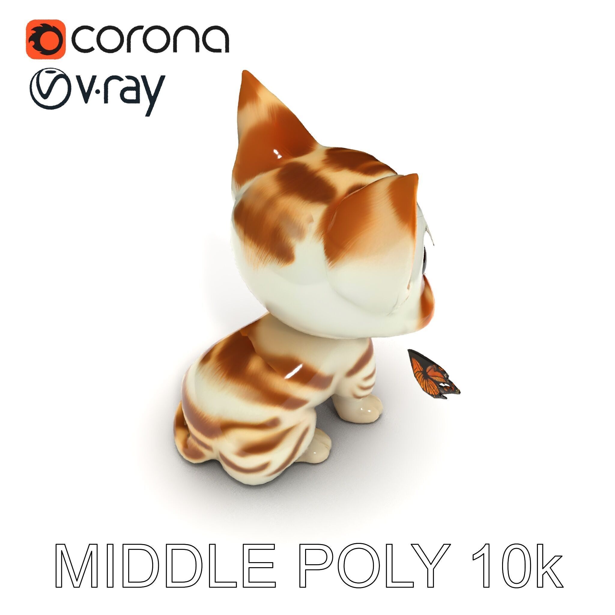 Adorable Kitten with Butterfly Model Pack Low-poly 3D model_33