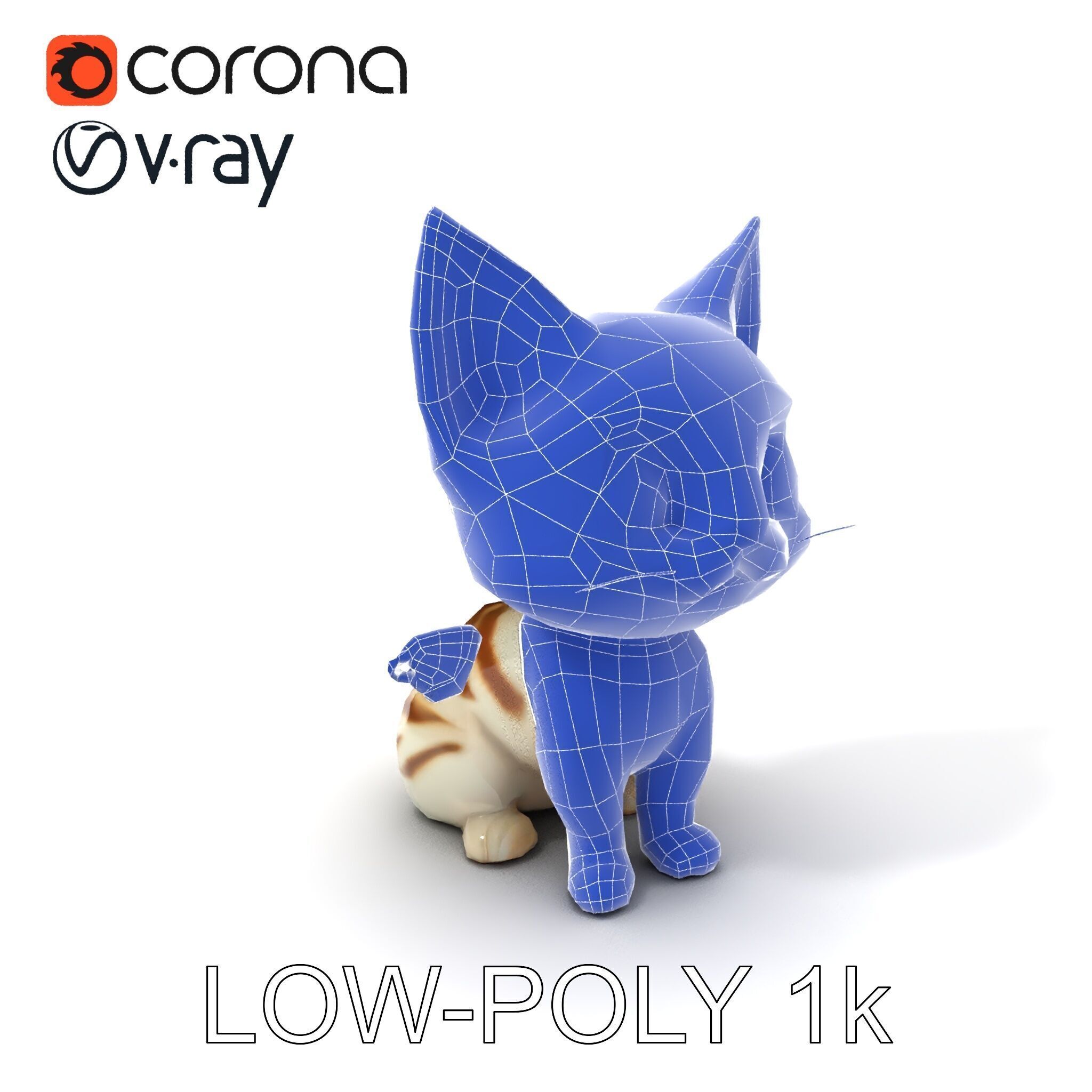 Adorable Kitten with Butterfly Model Pack Low-poly 3D model_18