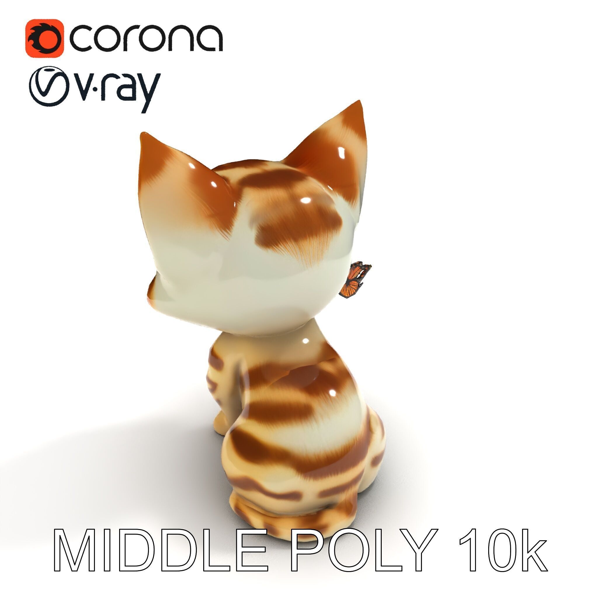Adorable Kitten with Butterfly Model Pack Low-poly 3D model_30