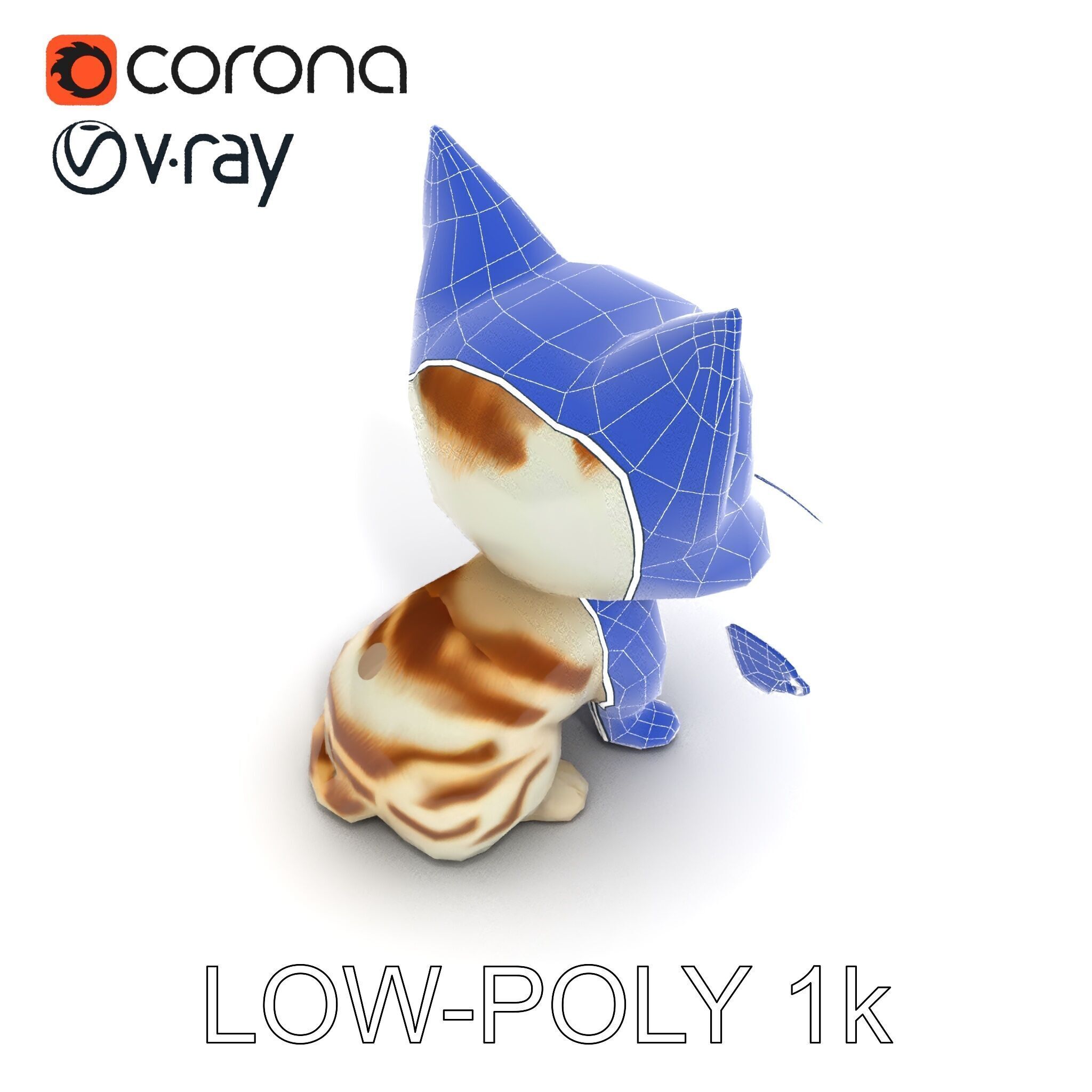 Adorable Kitten with Butterfly Model Pack Low-poly 3D model_16