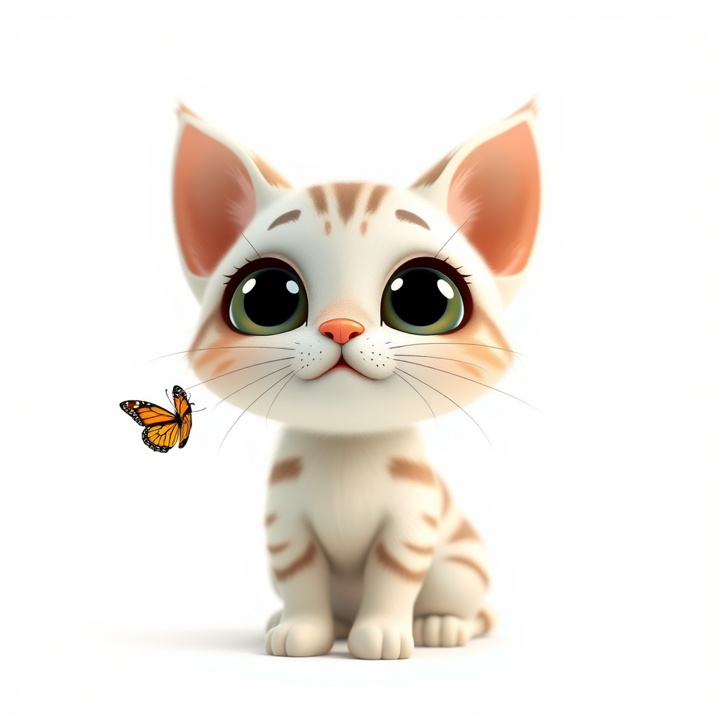Adorable Kitten with Butterfly Model Pack Low-poly 3D model_4