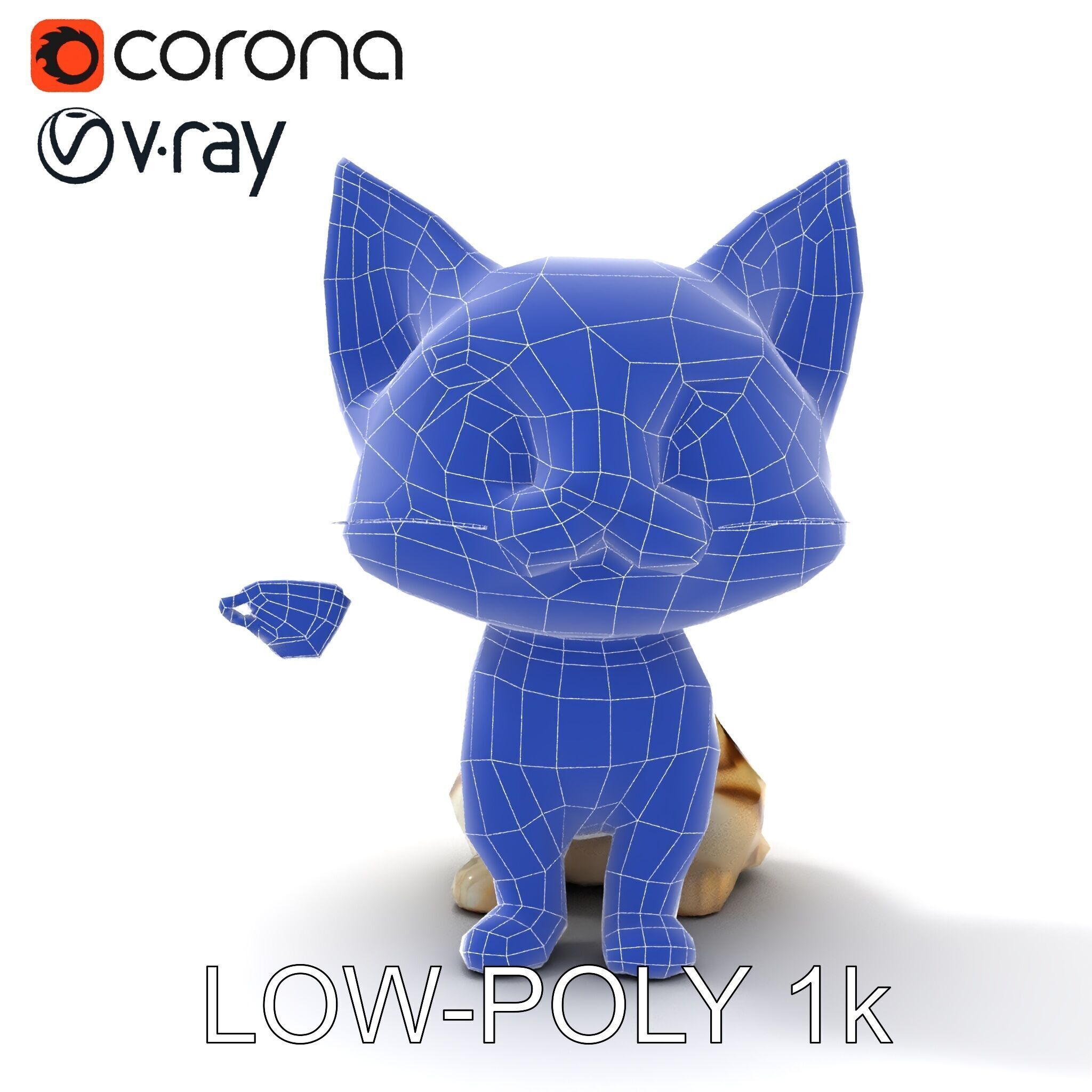 Adorable Kitten with Butterfly Model Pack Low-poly 3D model_7