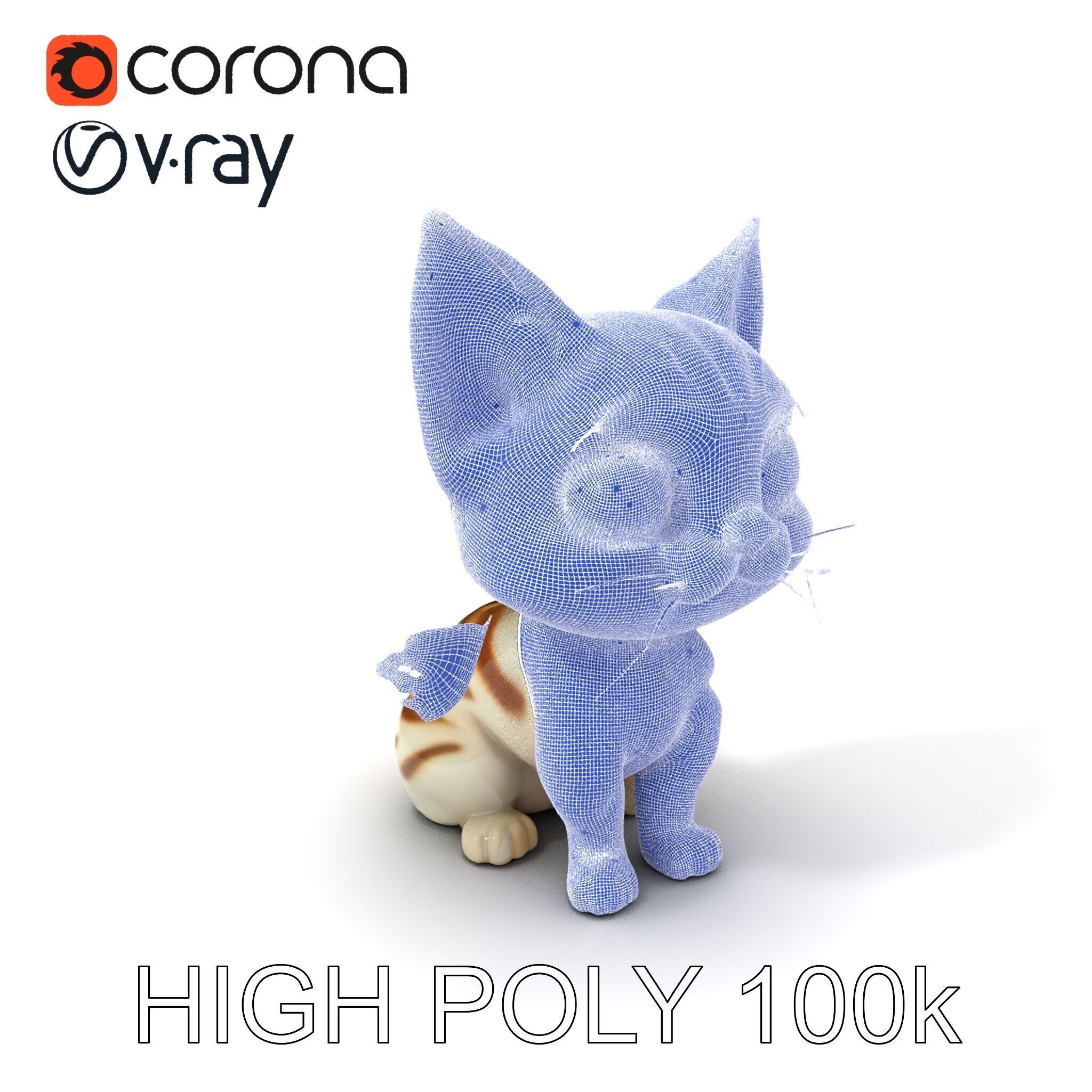 Adorable Kitten with Butterfly Model Pack Low-poly 3D model_3