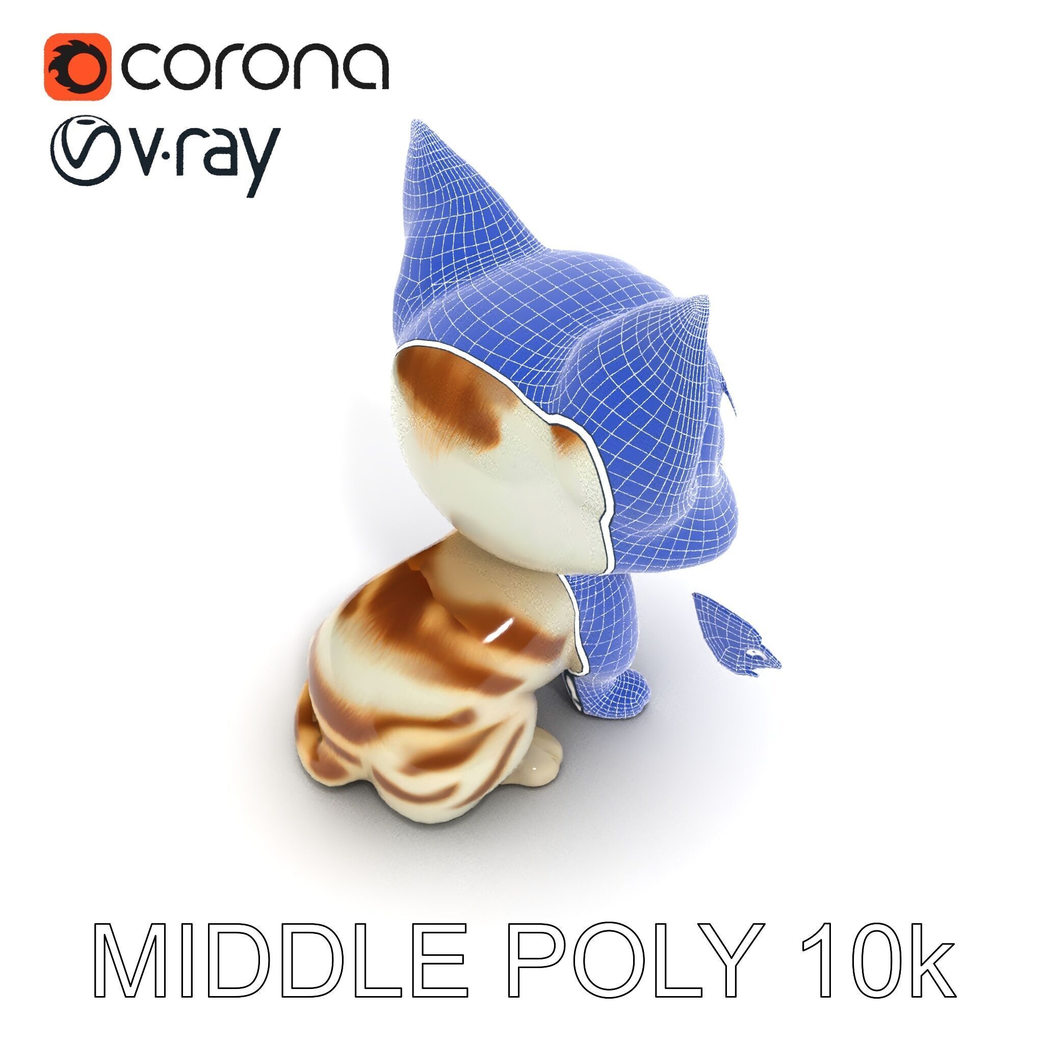 Adorable Kitten with Butterfly Model Pack Low-poly 3D model_12