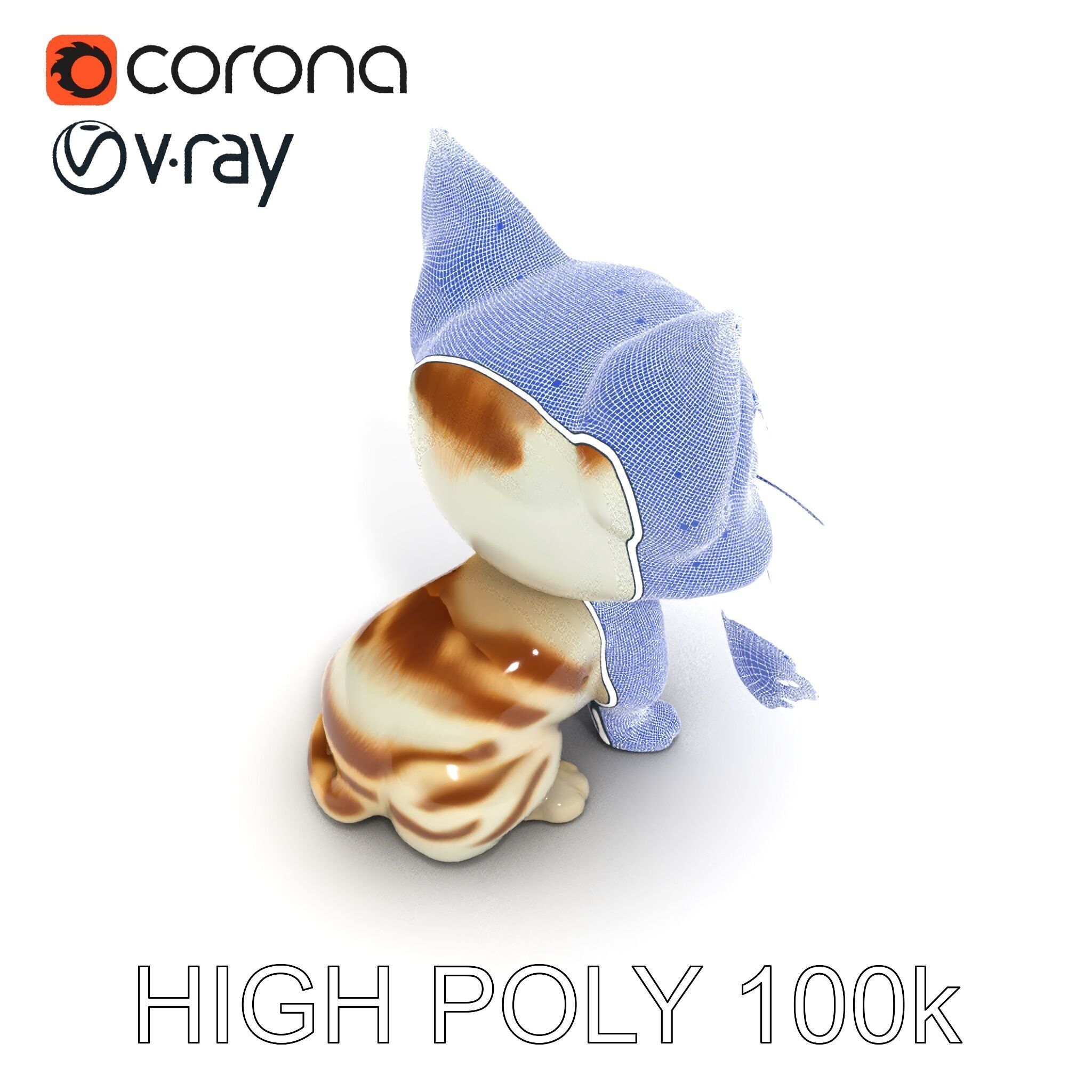 Adorable Kitten with Butterfly Model Pack Low-poly 3D model_14
