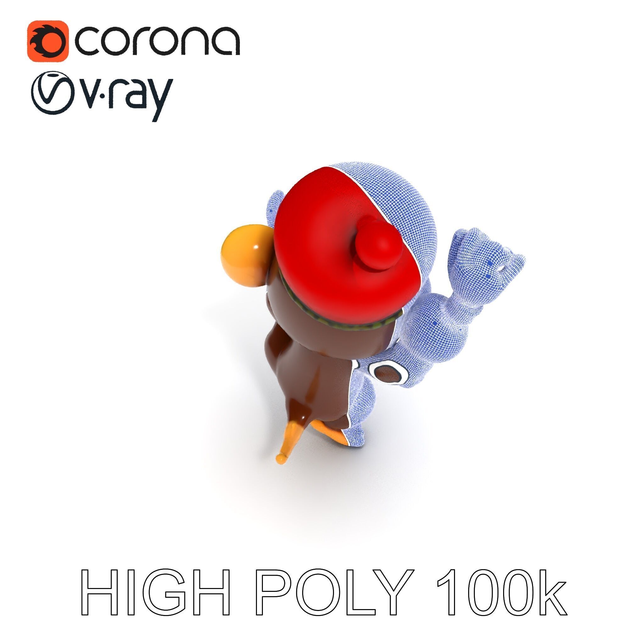 Cheerful Cartoon Monkey Model Pack for Animation and Games Low-poly 3D model_35