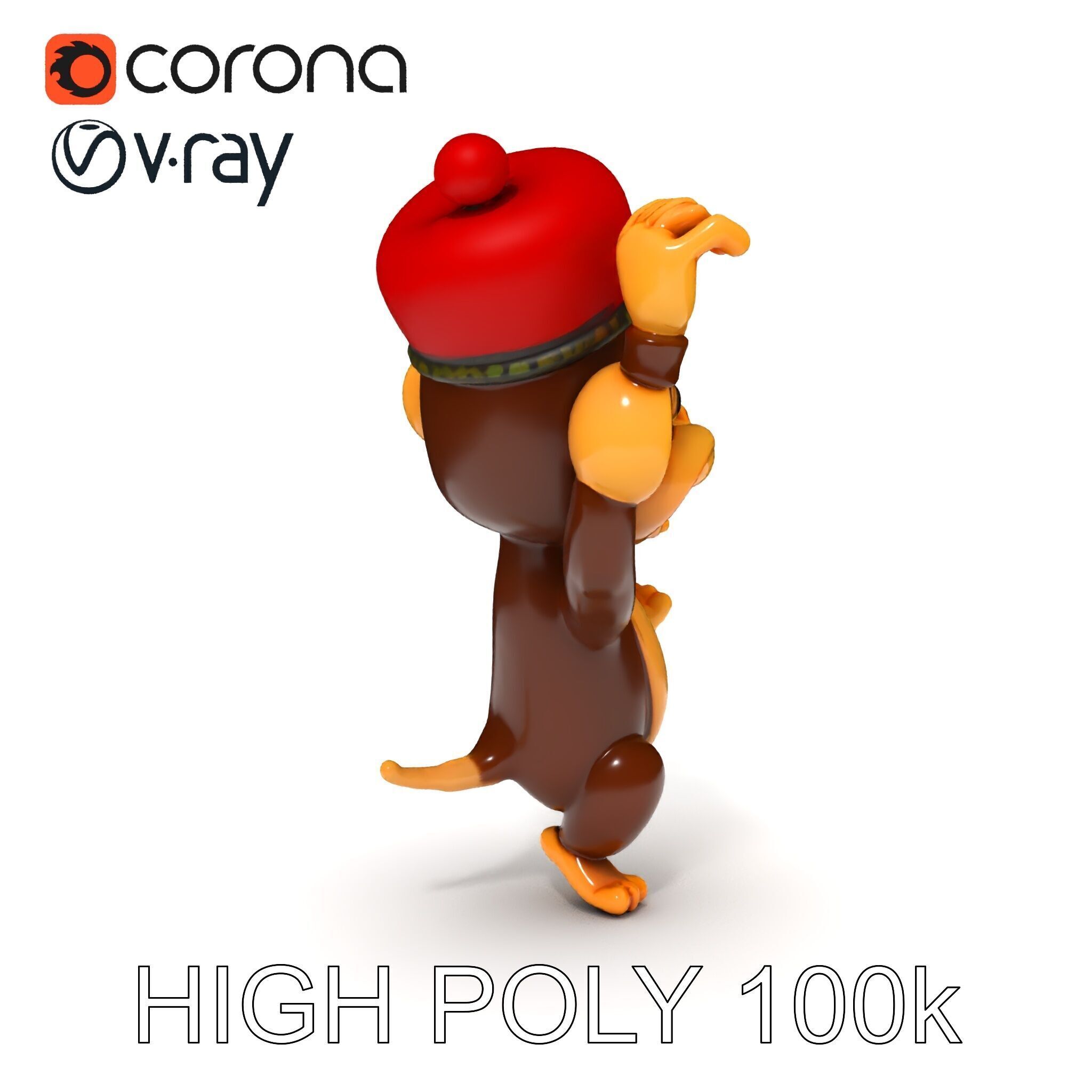 Cheerful Cartoon Monkey Model Pack for Animation and Games Low-poly 3D model_26