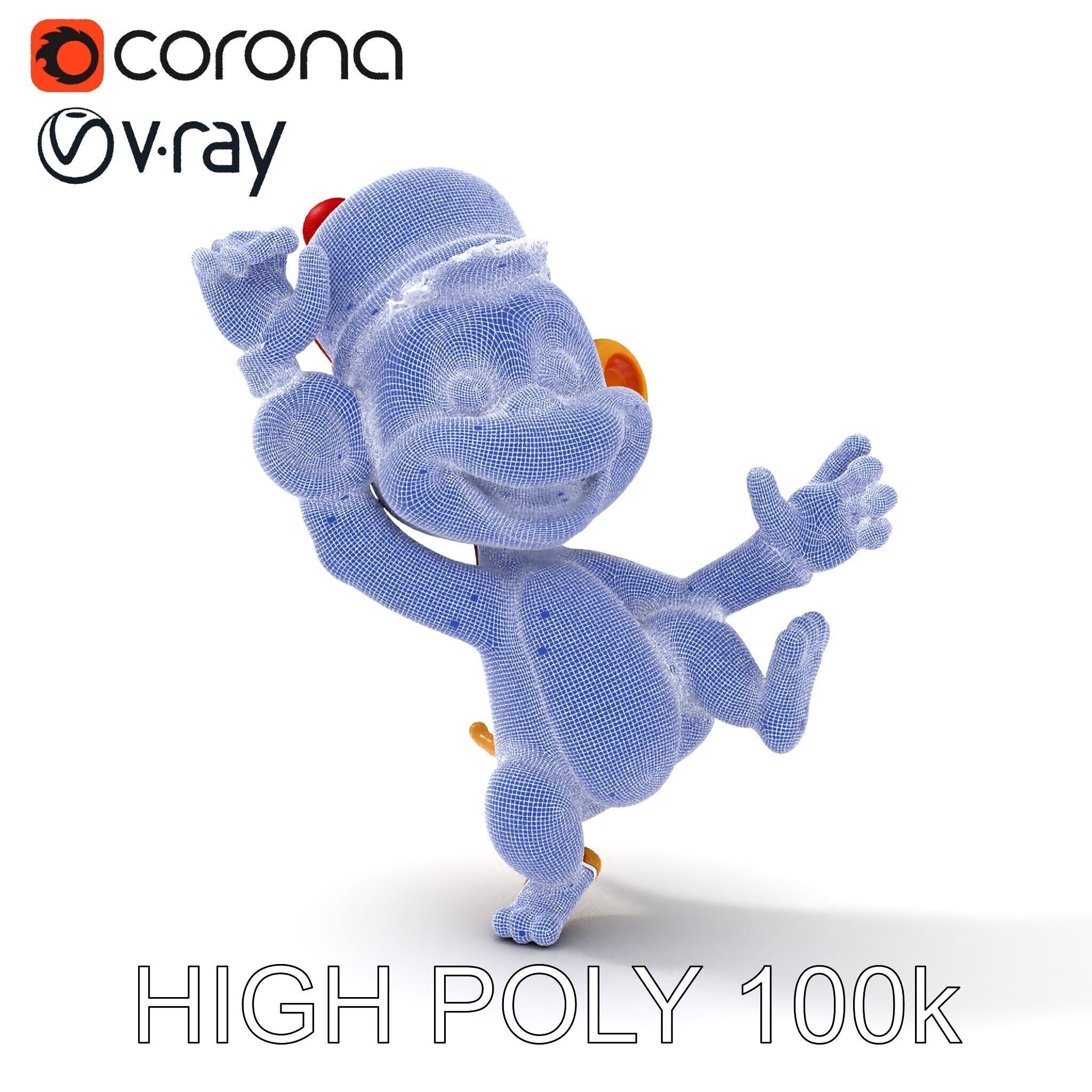 Cheerful Cartoon Monkey Model Pack for Animation and Games Low-poly 3D model_16