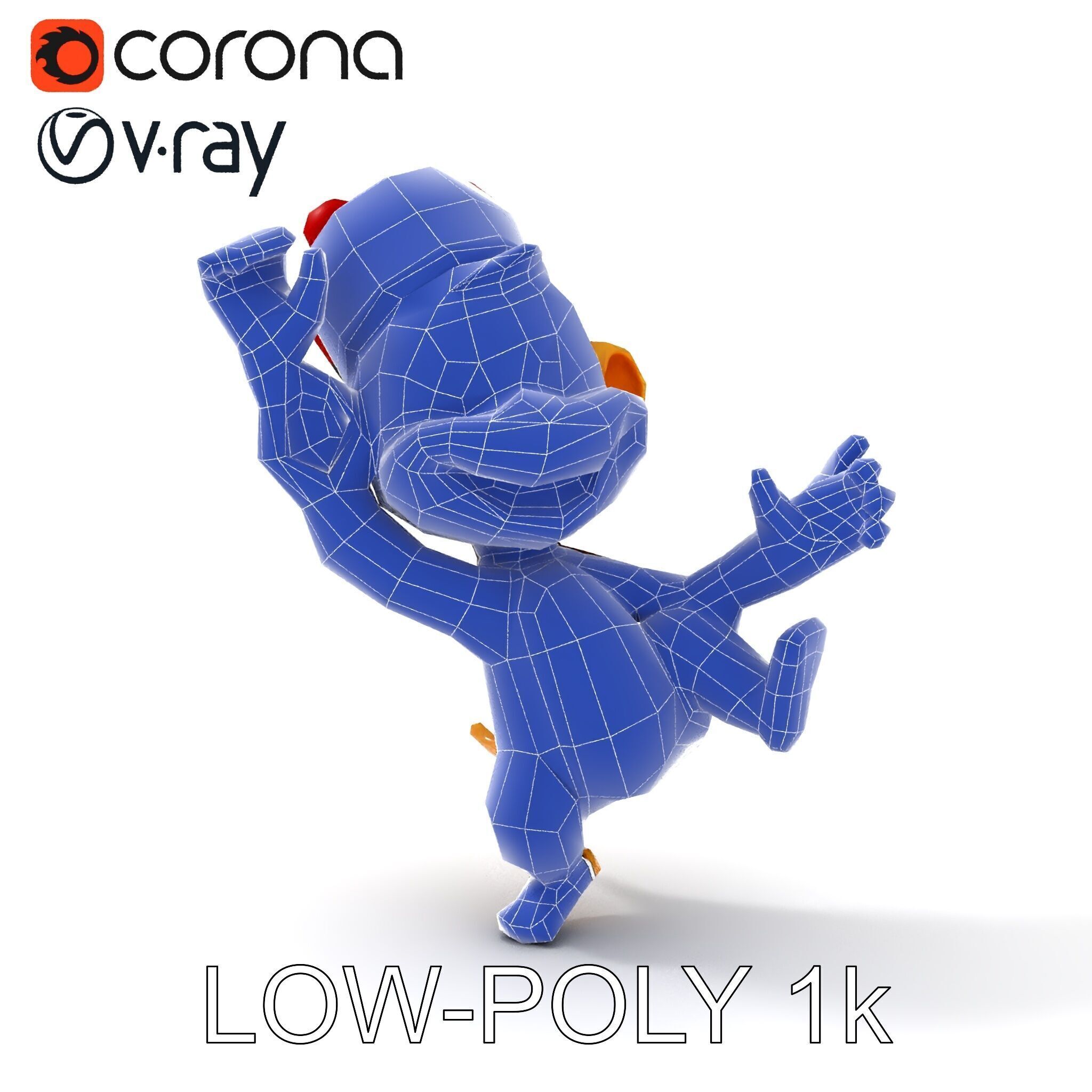 Cheerful Cartoon Monkey Model Pack for Animation and Games Low-poly 3D model_23