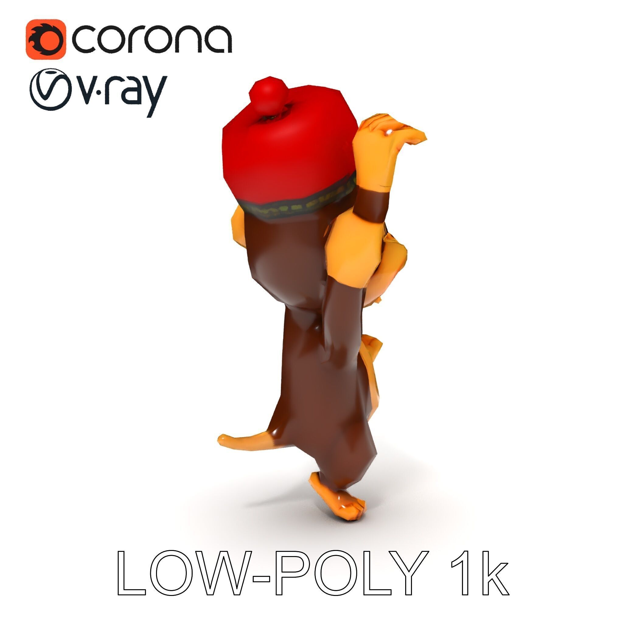 Cheerful Cartoon Monkey Model Pack for Animation and Games Low-poly 3D model_7