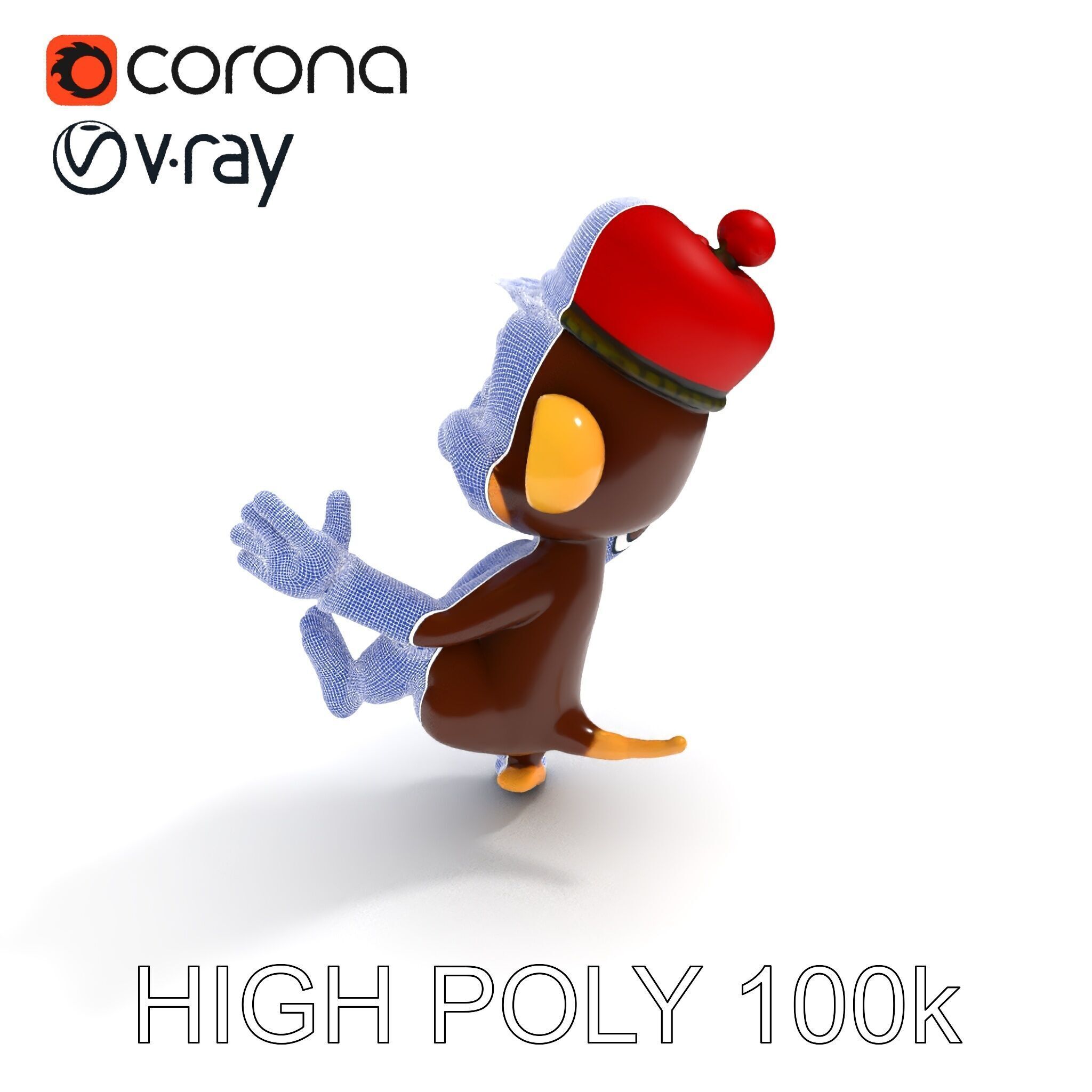 Cheerful Cartoon Monkey Model Pack for Animation and Games Low-poly 3D model_8