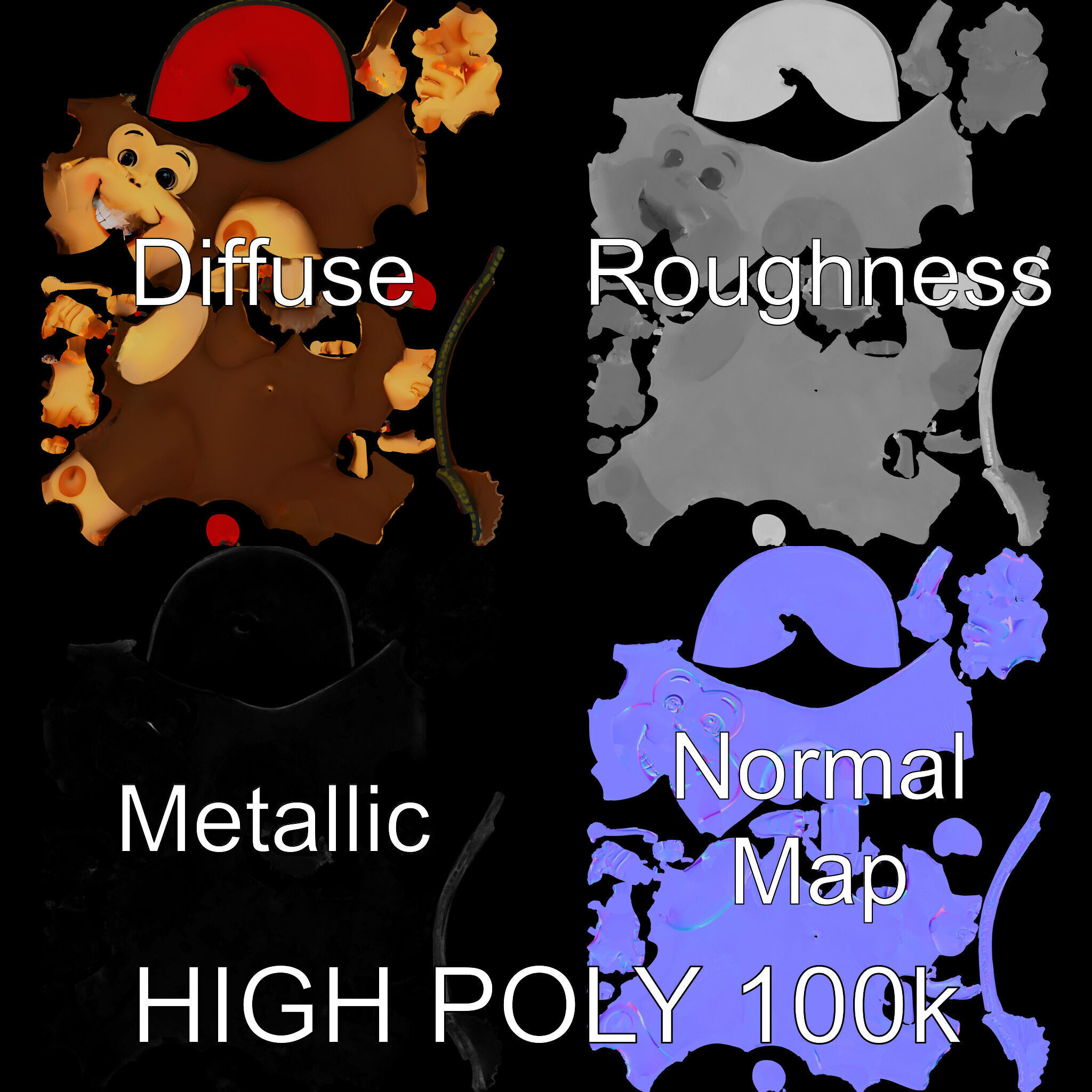 Cheerful Cartoon Monkey Model Pack for Animation and Games Low-poly 3D model_2