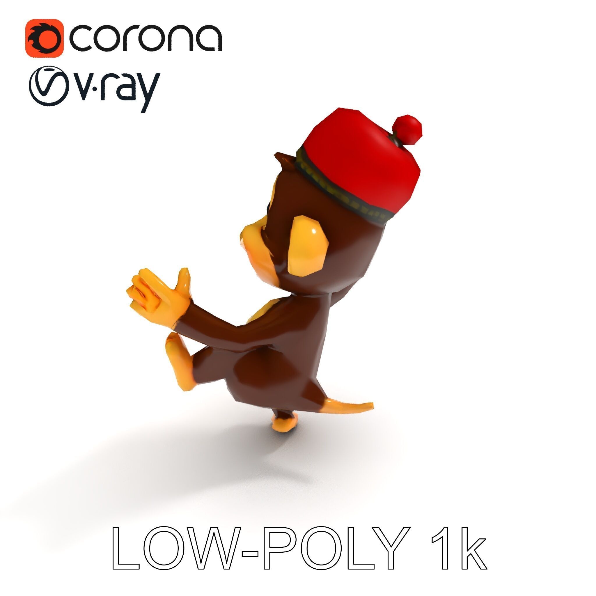 Cheerful Cartoon Monkey Model Pack for Animation and Games Low-poly 3D model_12