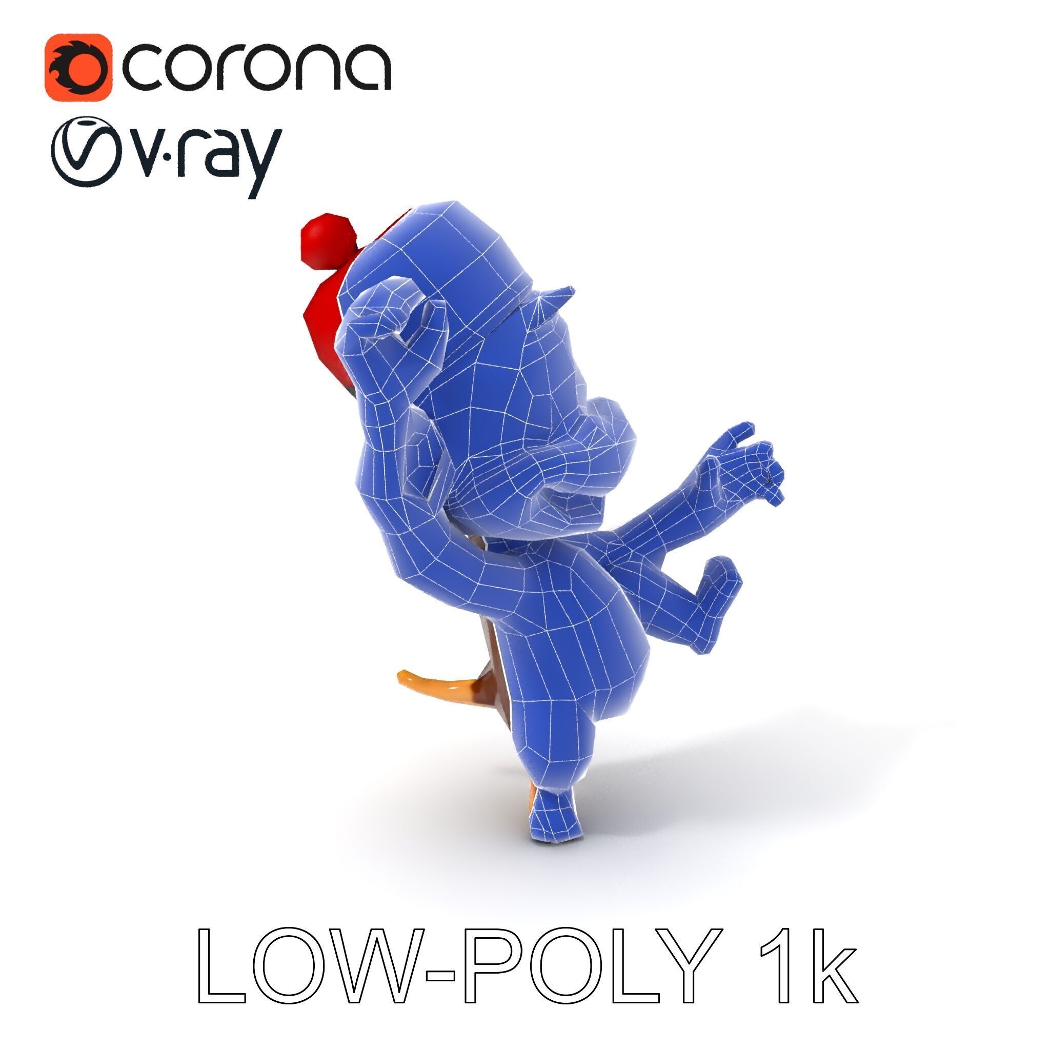 Cheerful Cartoon Monkey Model Pack for Animation and Games Low-poly 3D model_18