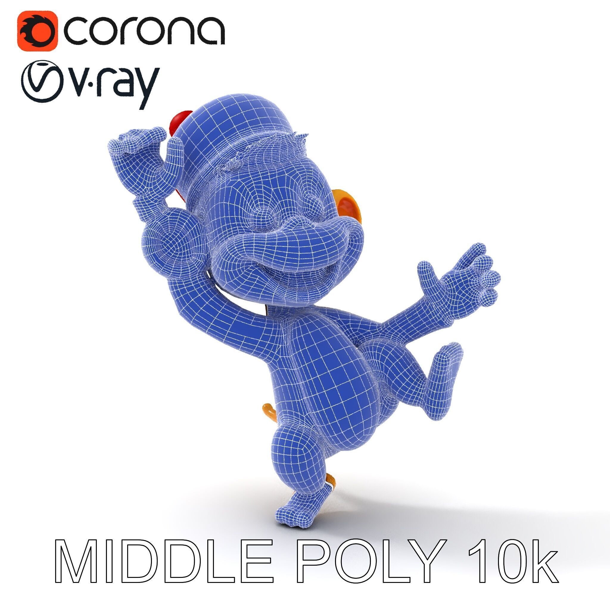 Cheerful Cartoon Monkey Model Pack for Animation and Games Low-poly 3D model_14