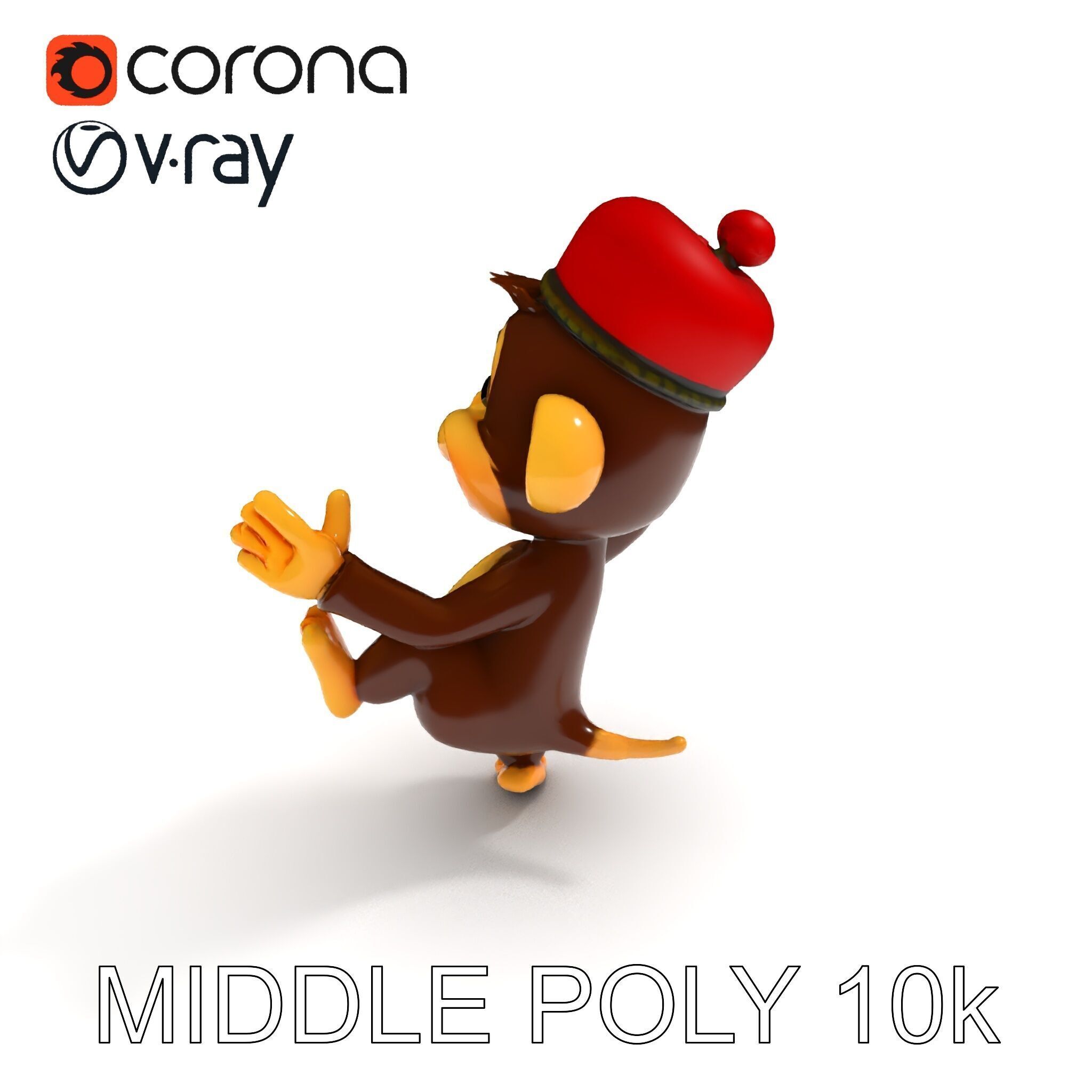 Cheerful Cartoon Monkey Model Pack for Animation and Games Low-poly 3D model_24