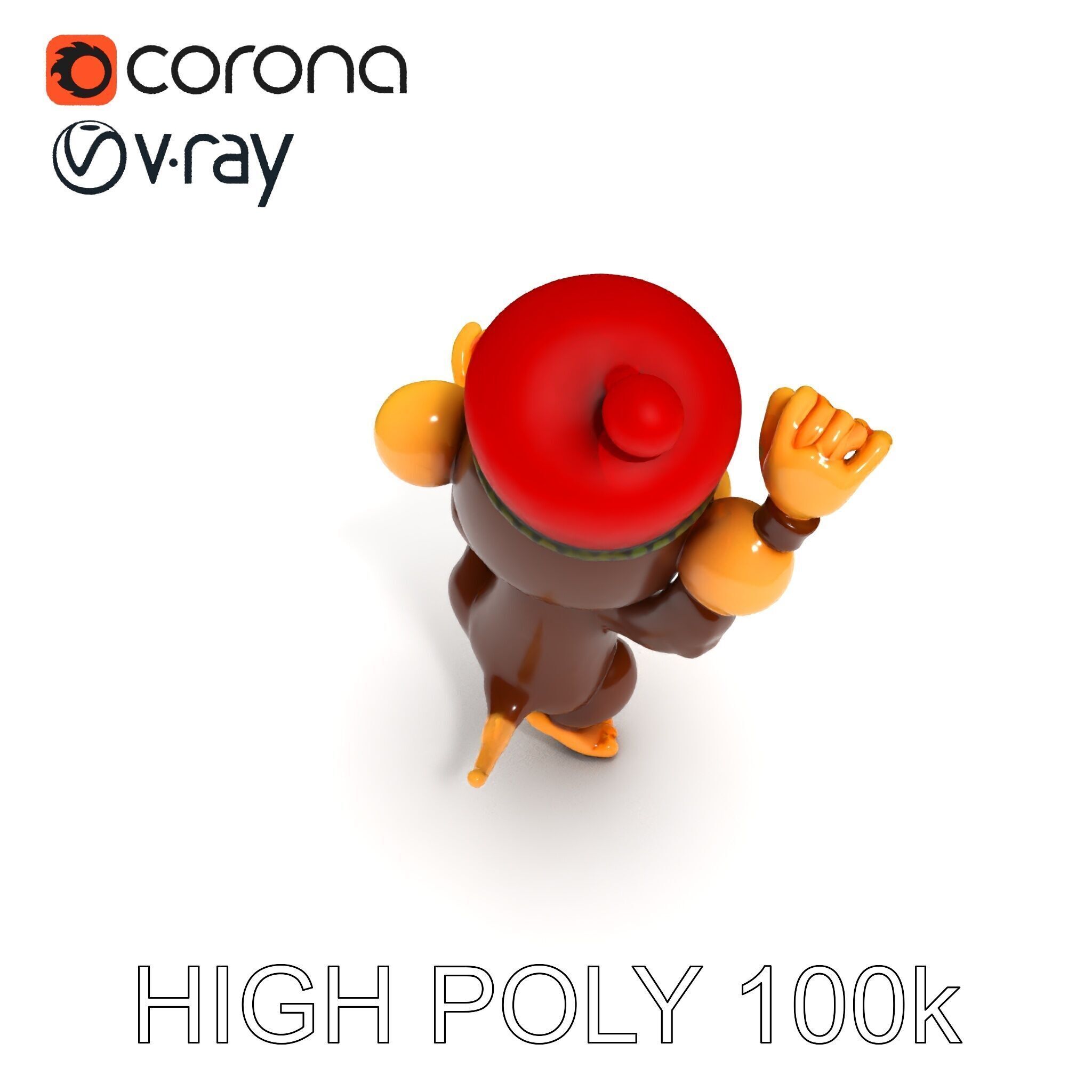 Cheerful Cartoon Monkey Model Pack for Animation and Games Low-poly 3D model_31