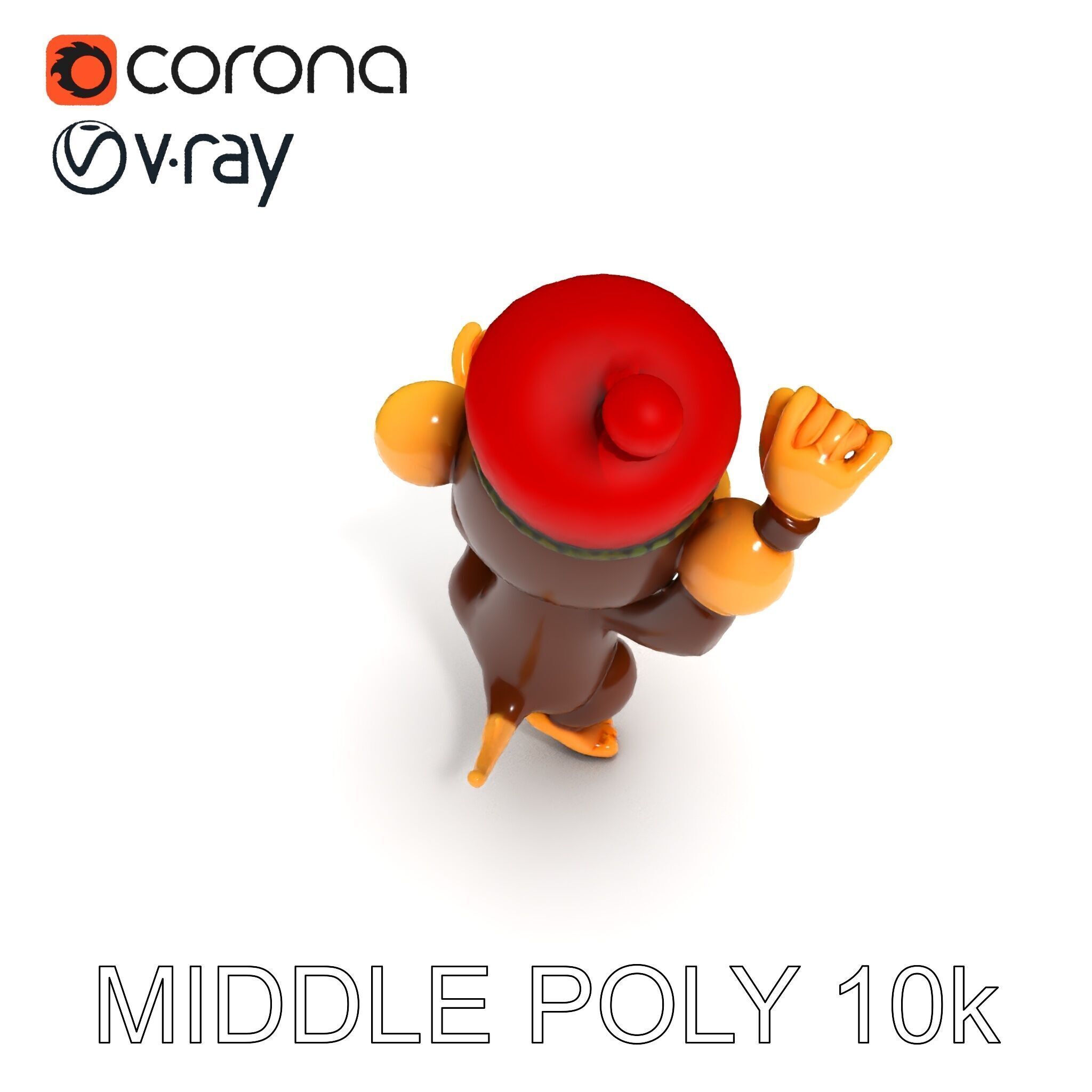 Cheerful Cartoon Monkey Model Pack for Animation and Games Low-poly 3D model_27