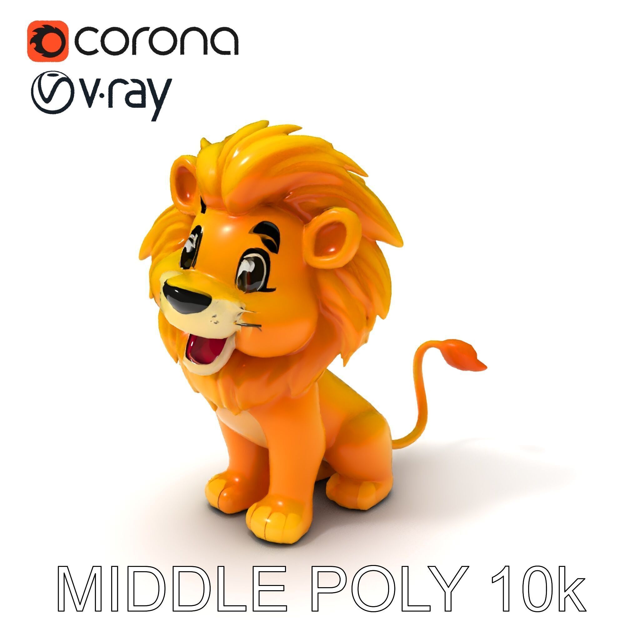 Stylized Cartoon Lion Model Pack Low-poly 3D model_11