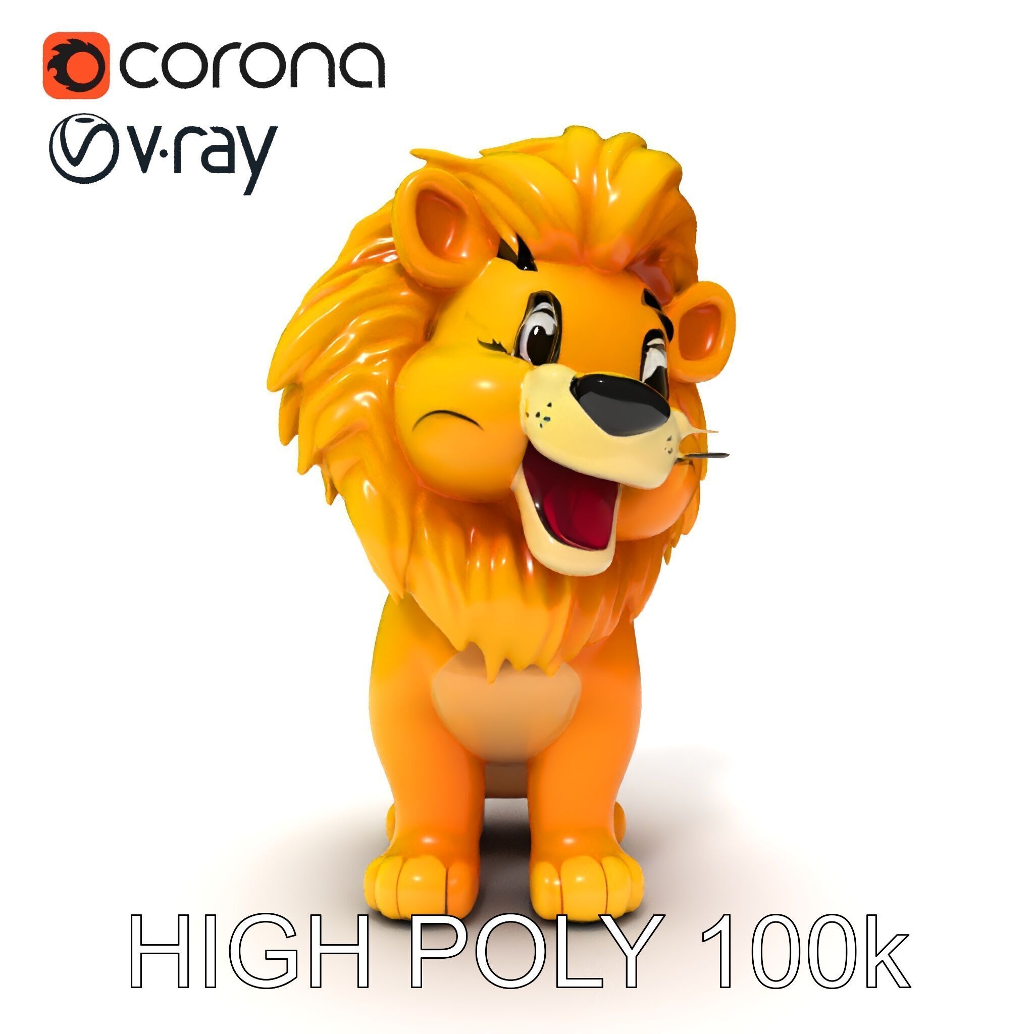 Stylized Cartoon Lion Model Pack Low-poly 3D model_26
