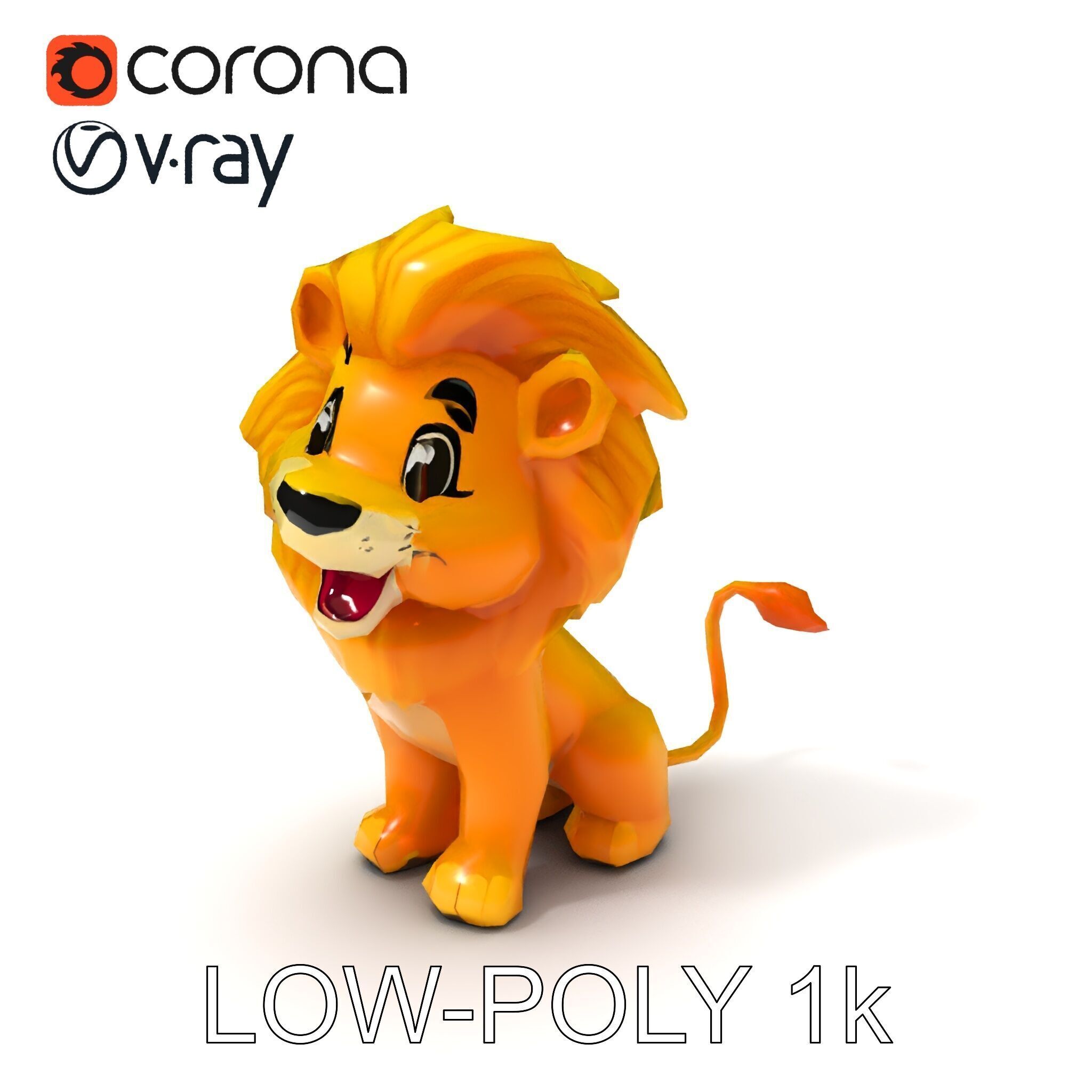 Stylized Cartoon Lion Model Pack Low-poly 3D model_25