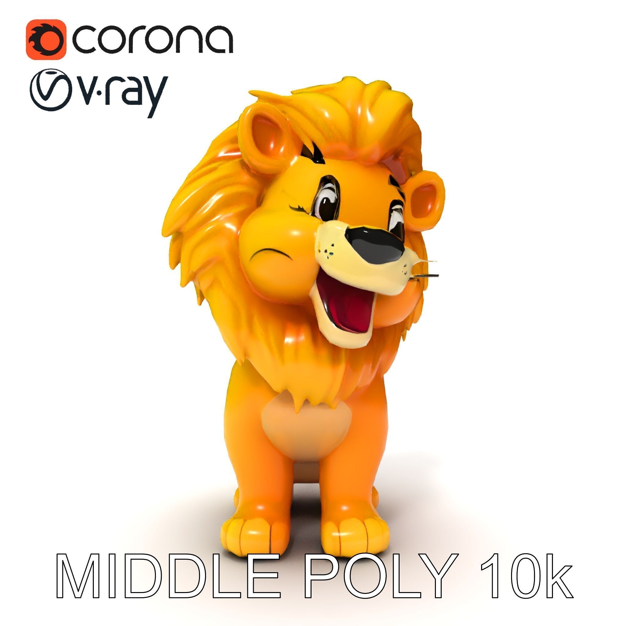 Stylized Cartoon Lion Model Pack Low-poly 3D model_6
