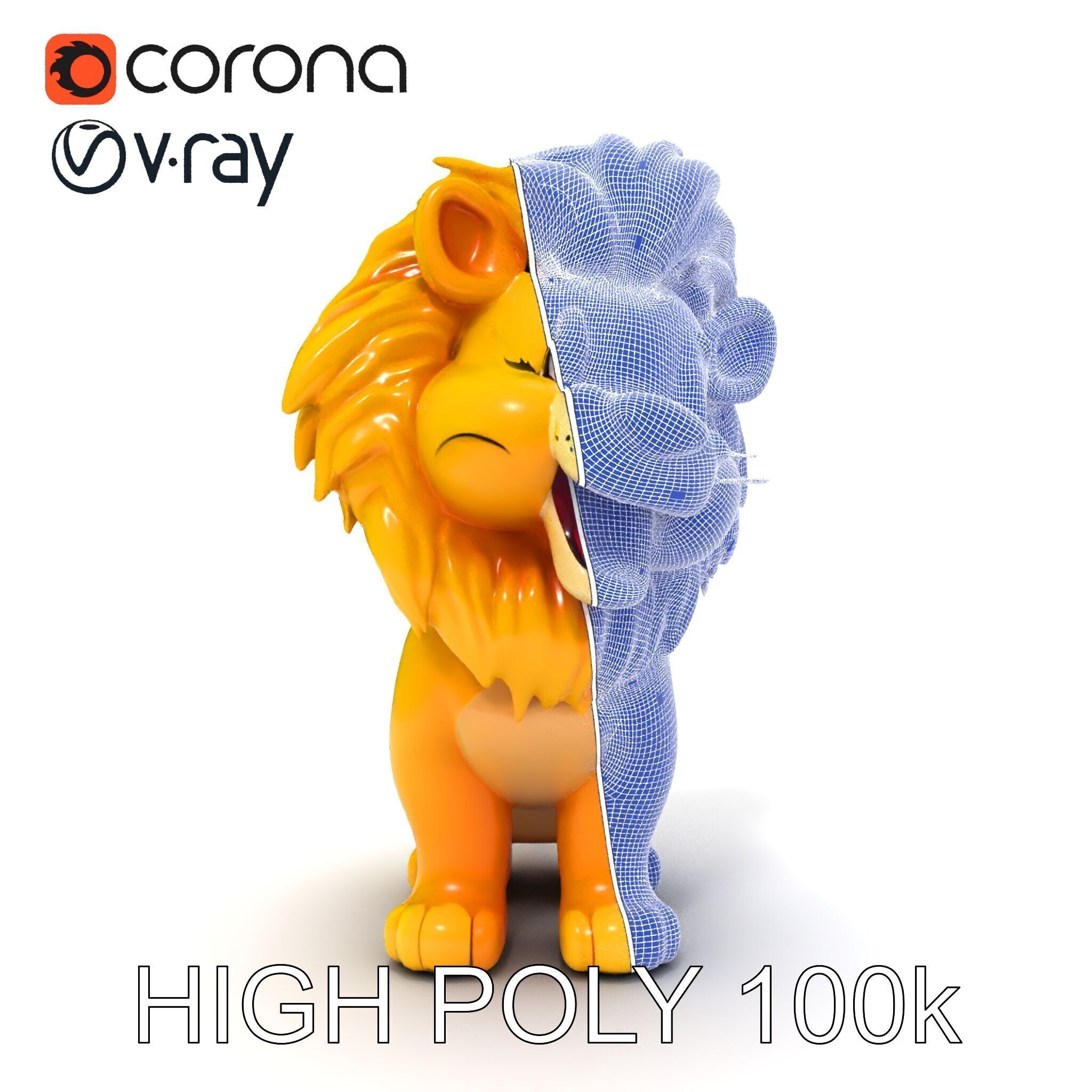 Stylized Cartoon Lion Model Pack Low-poly 3D model_13