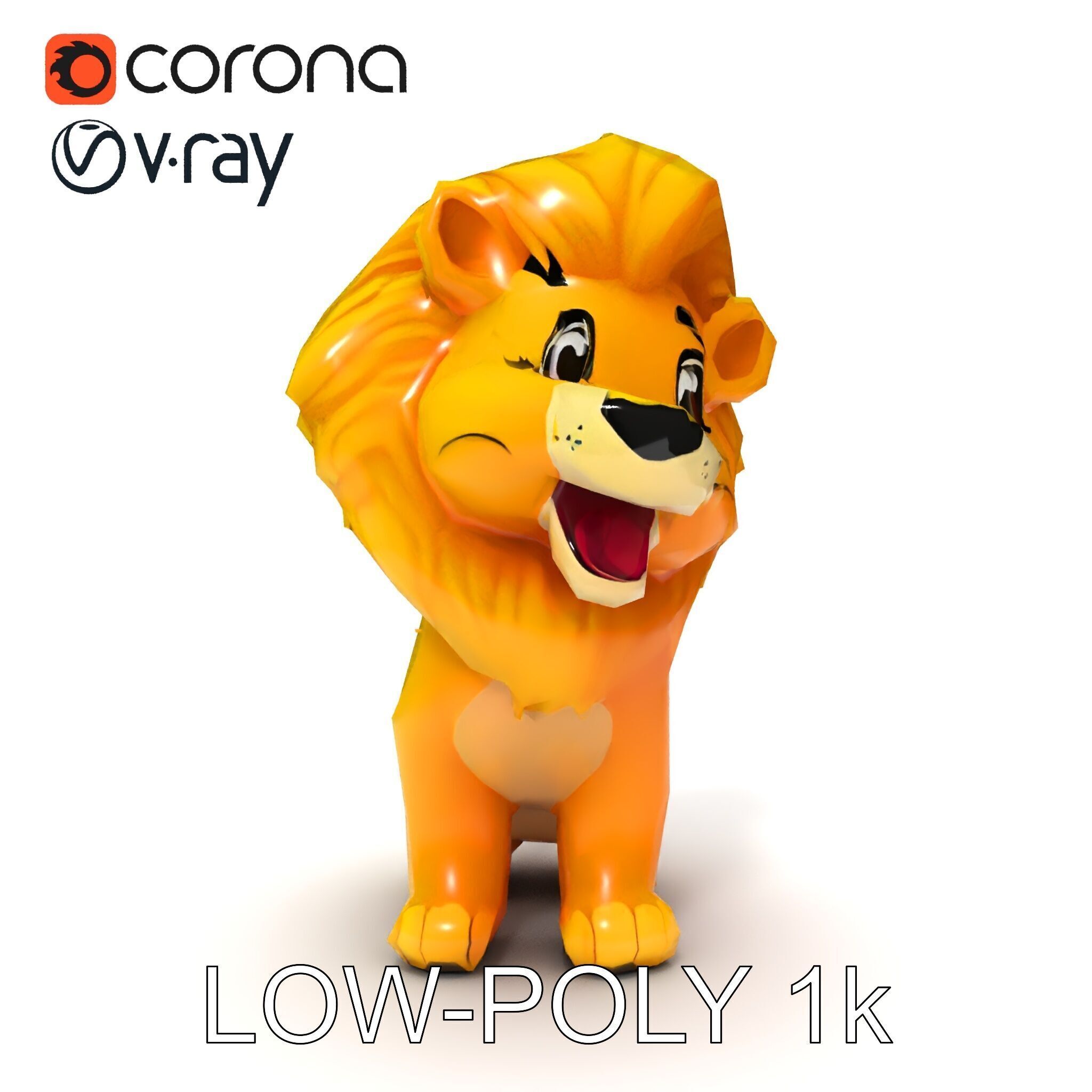Stylized Cartoon Lion Model Pack Low-poly 3D model_7
