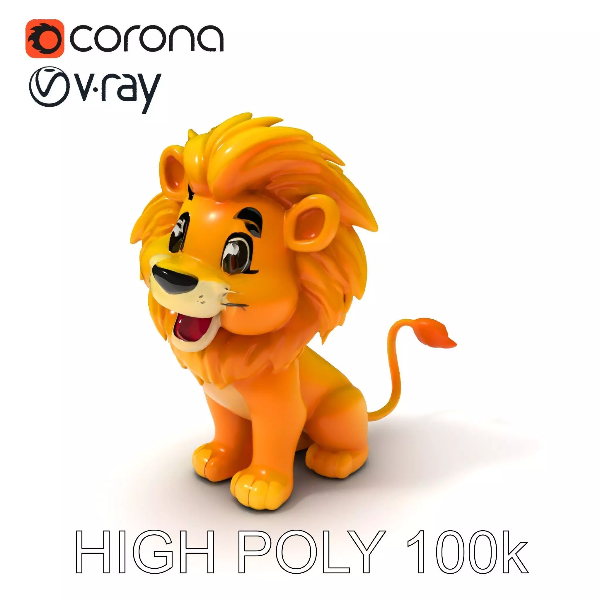 Stylized Cartoon Lion Model Pack Low-poly 3D model_0