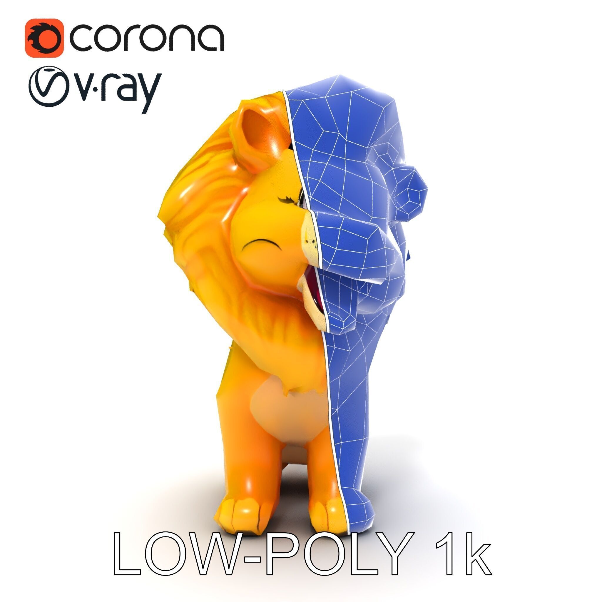 Stylized Cartoon Lion Model Pack Low-poly 3D model_23