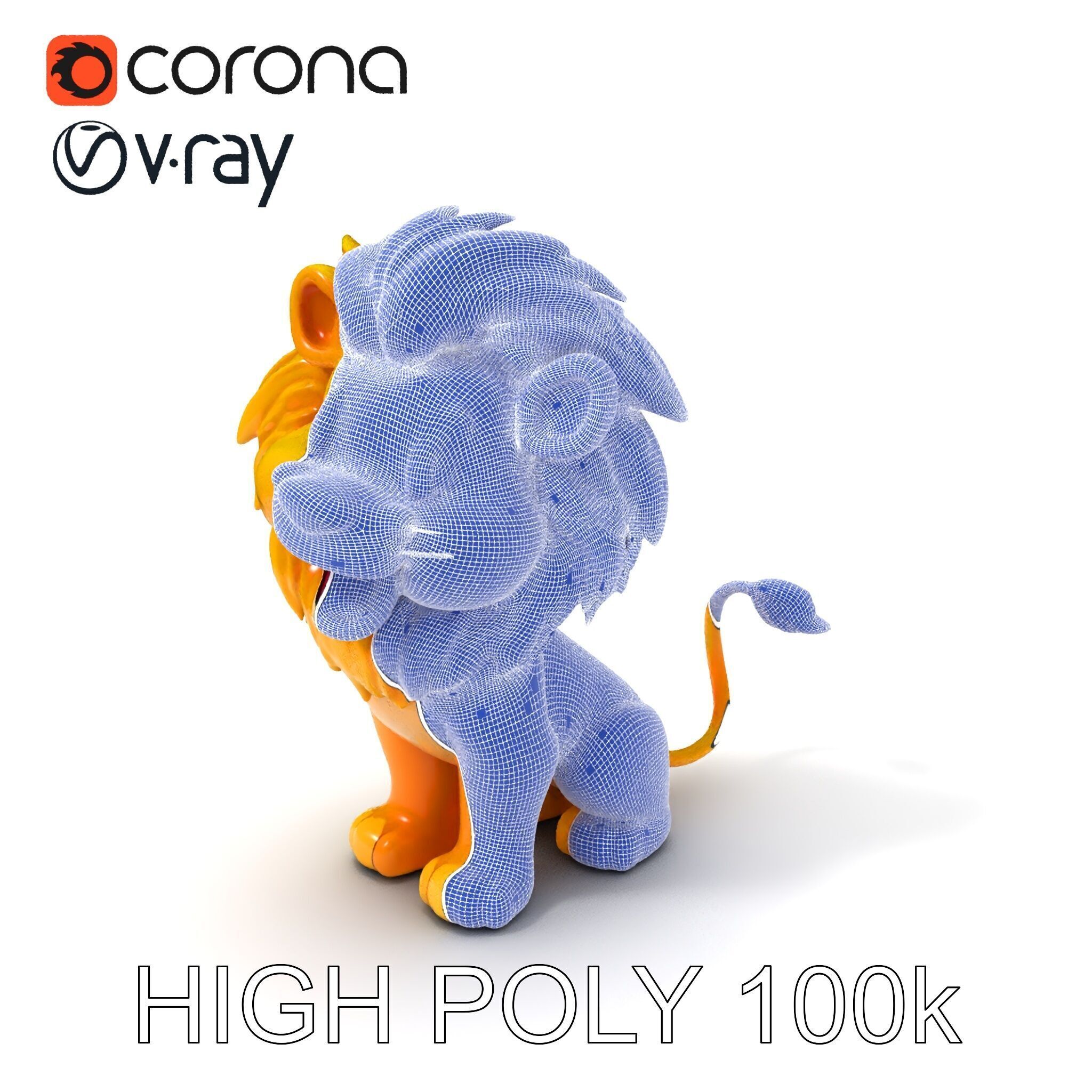Stylized Cartoon Lion Model Pack Low-poly 3D model_3