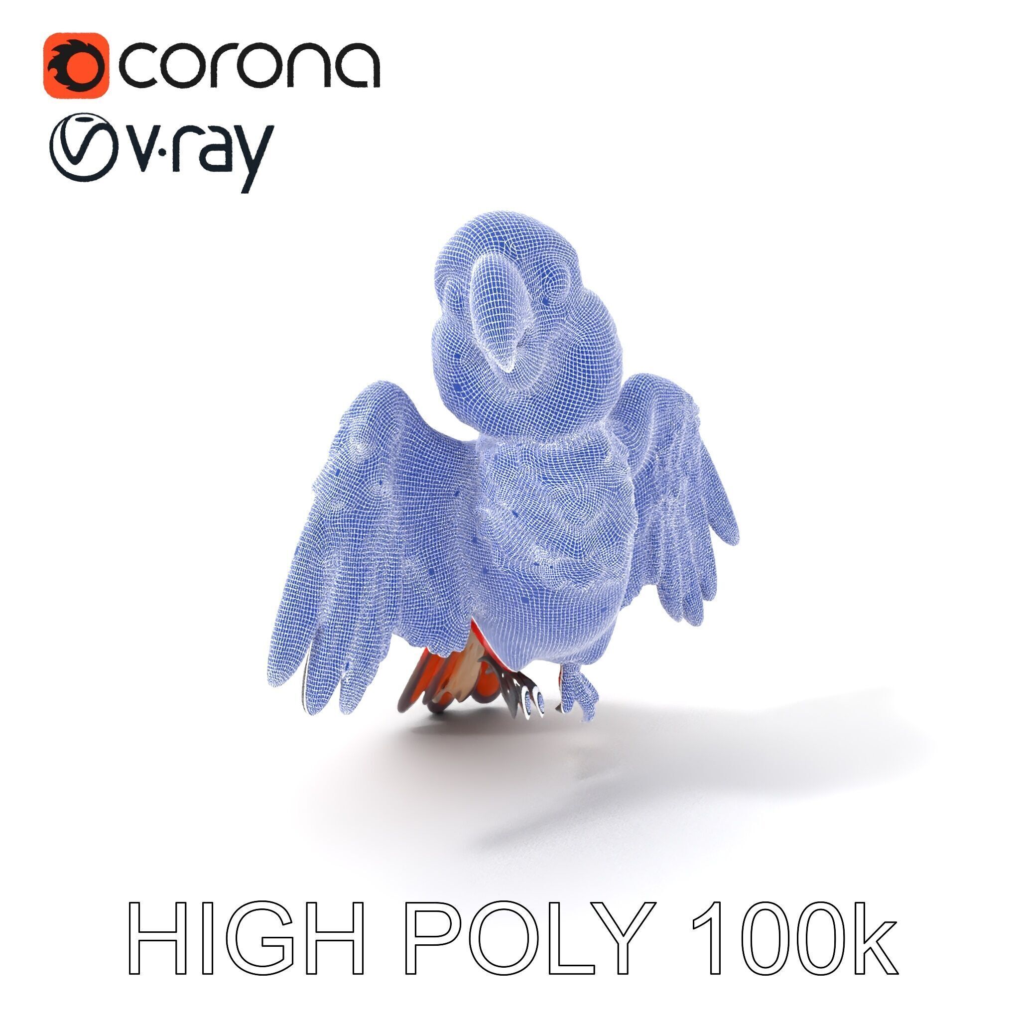 Colorful Parrot D Model Pack for Animation and Games Low-poly 3D model_3