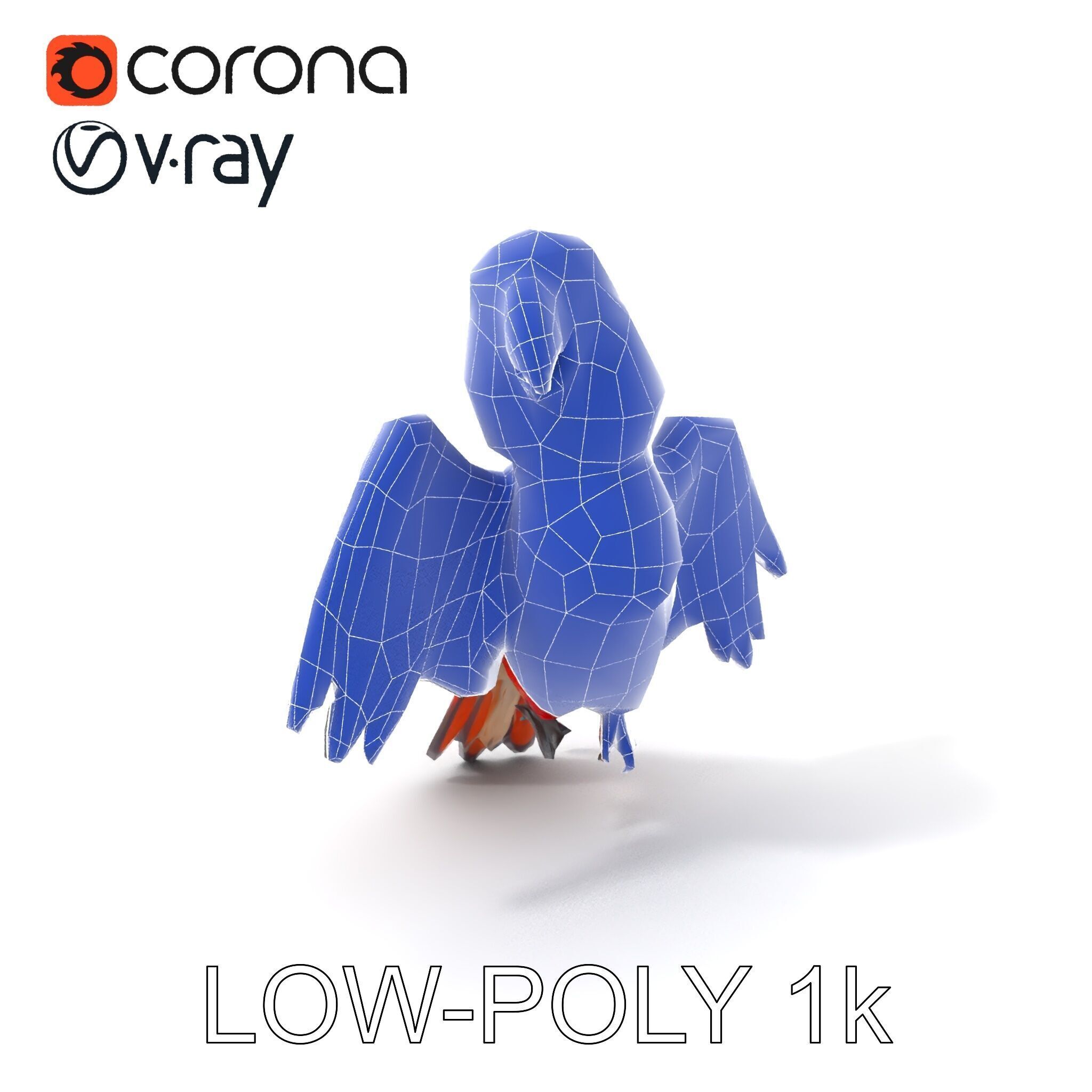 Colorful Parrot D Model Pack for Animation and Games Low-poly 3D model_16