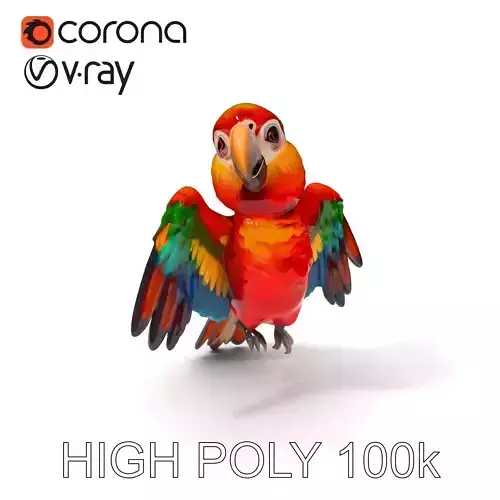 Colorful Parrot D Model Pack for Animation and Games Low-poly 3D model