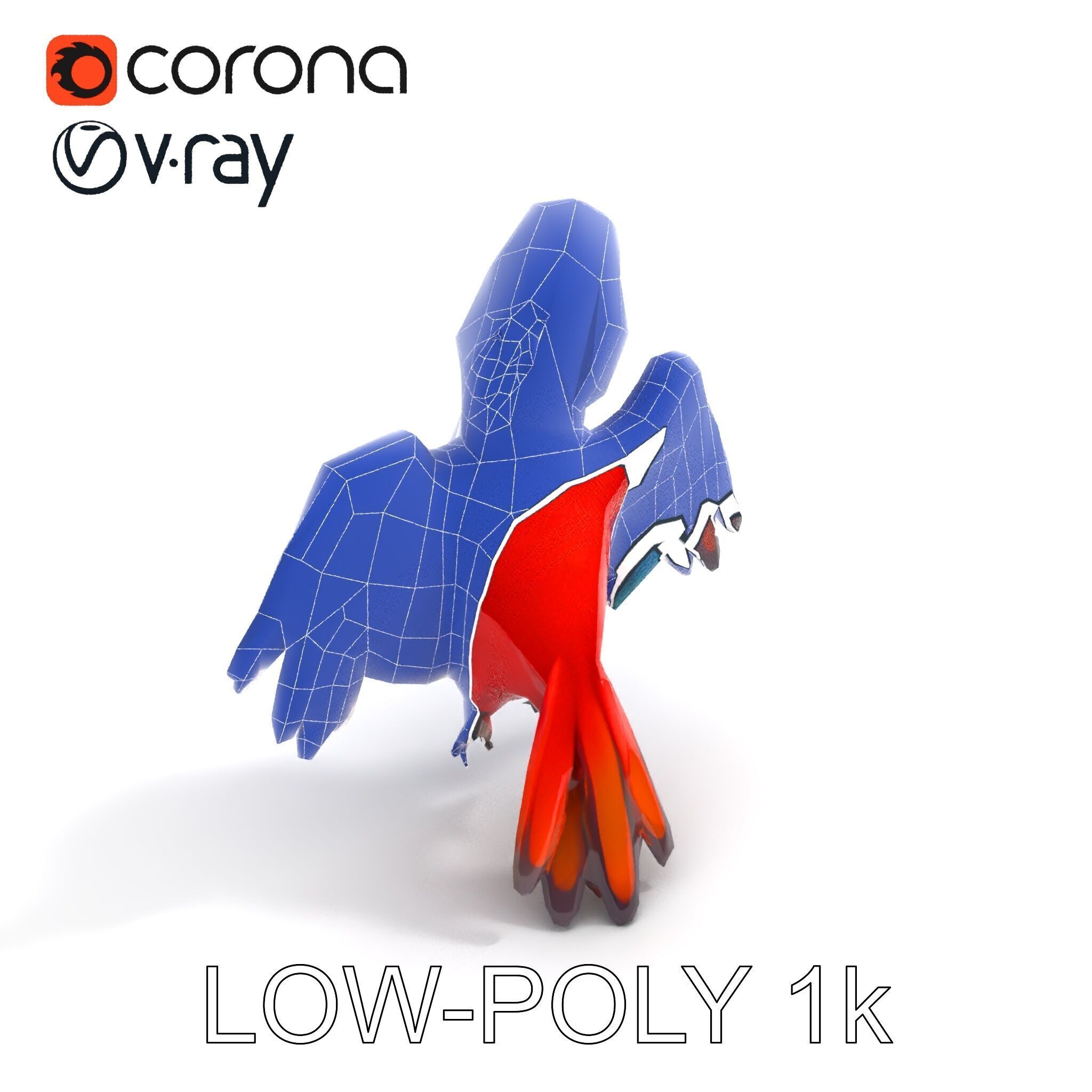 Colorful Parrot D Model Pack for Animation and Games Low-poly 3D model_22