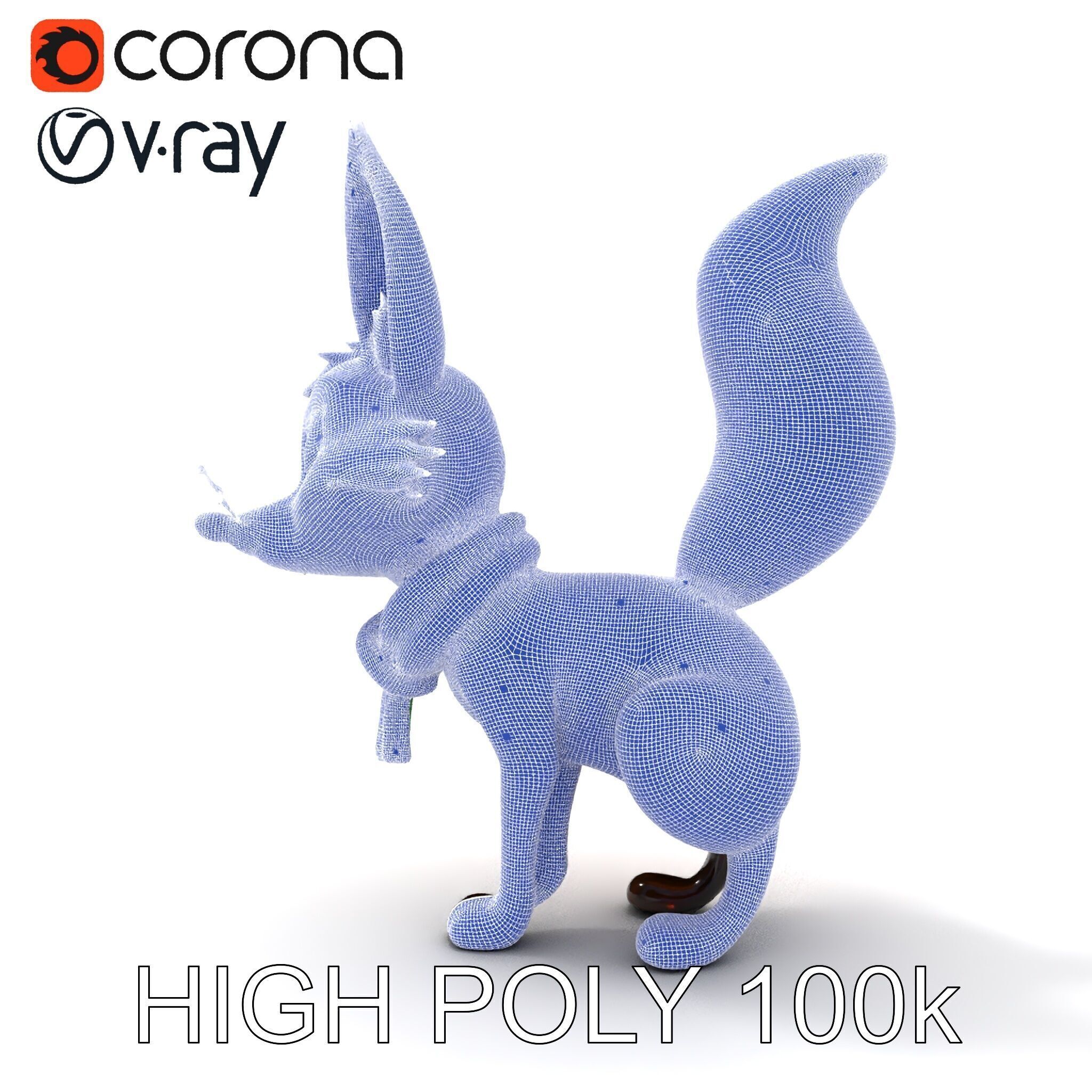 Charming Fox Model Pack with Green Scarf Low-poly 3D model_21