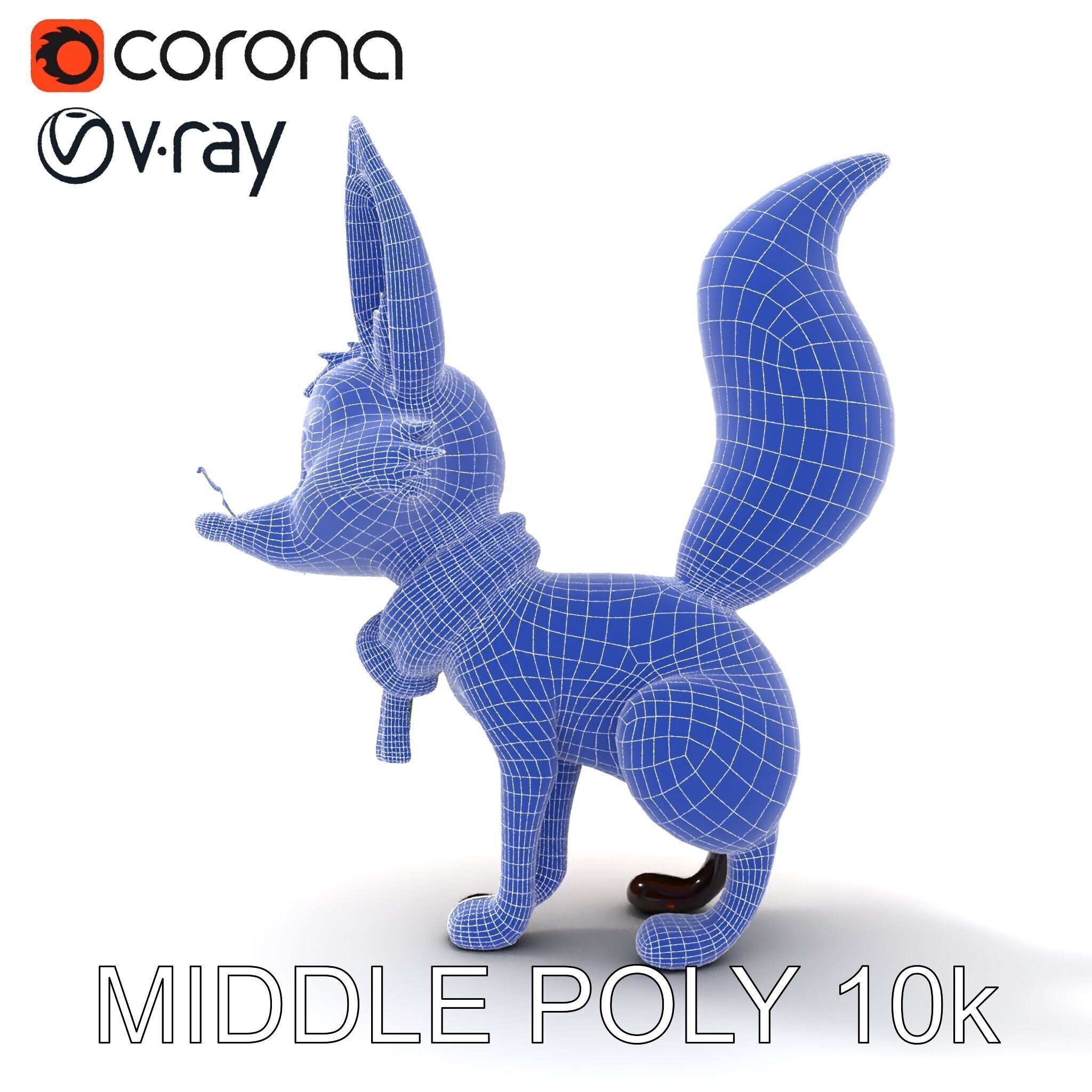Charming Fox Model Pack with Green Scarf Low-poly 3D model_16
